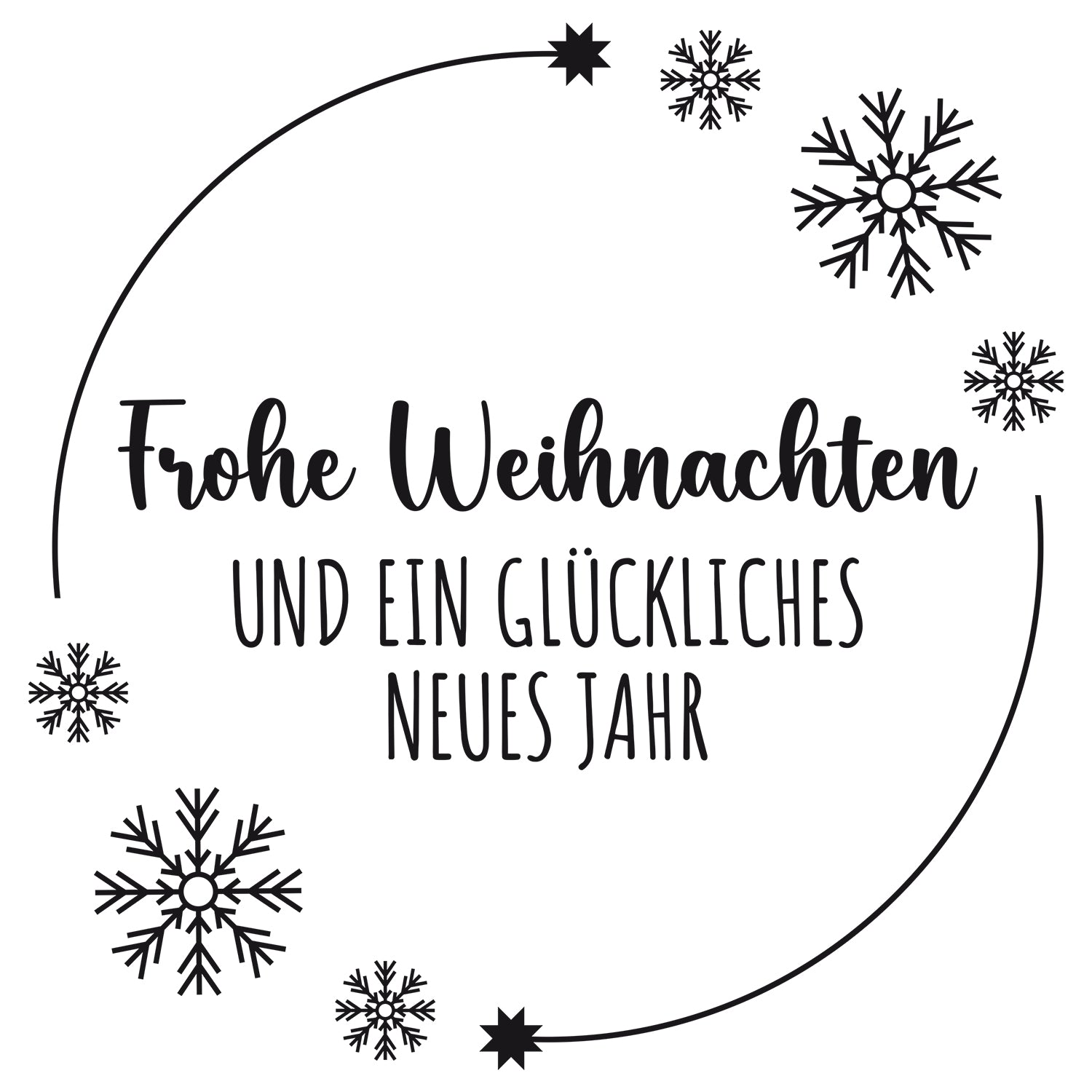 Frohe Weihnachten und ein glückliches neues Jahr, schwarz-weiß.