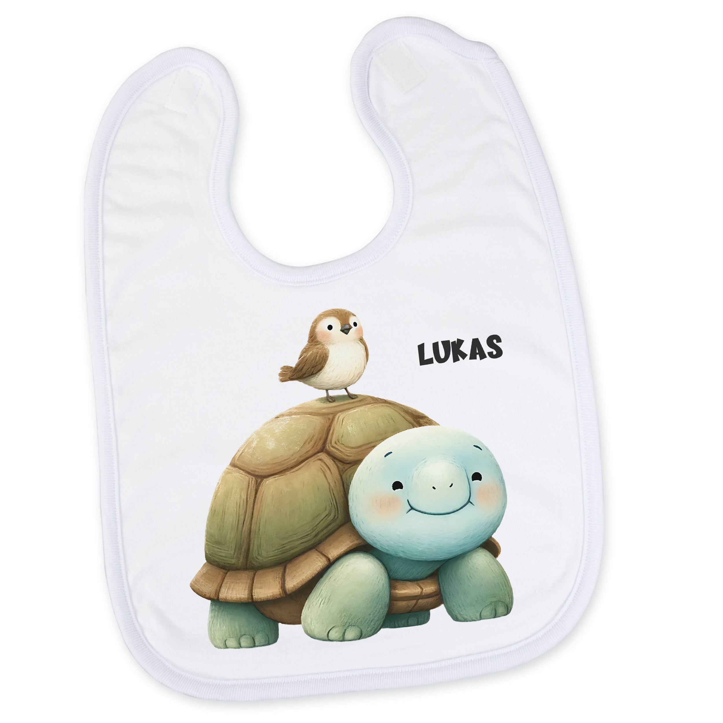 Lätzchen mit Schildkröte und Vogel