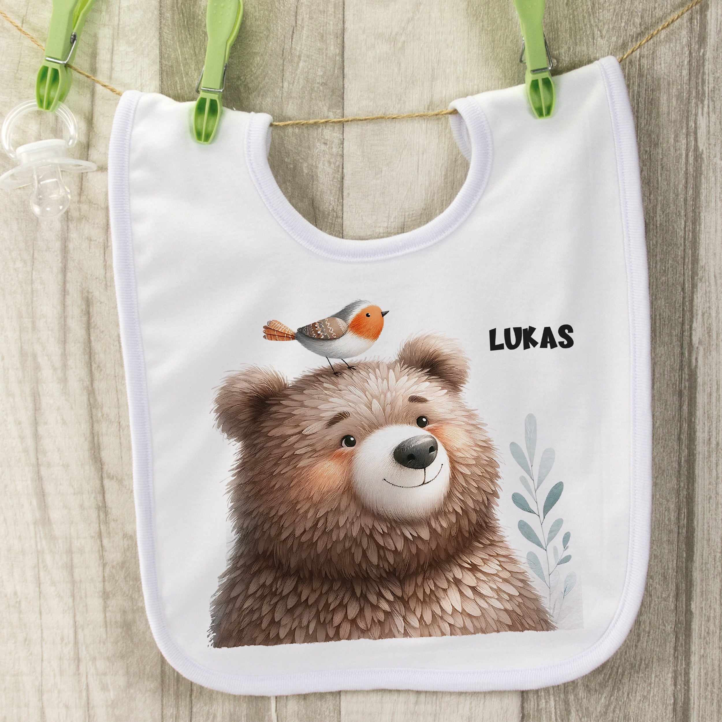 Lätzchen Bär mit Vogel