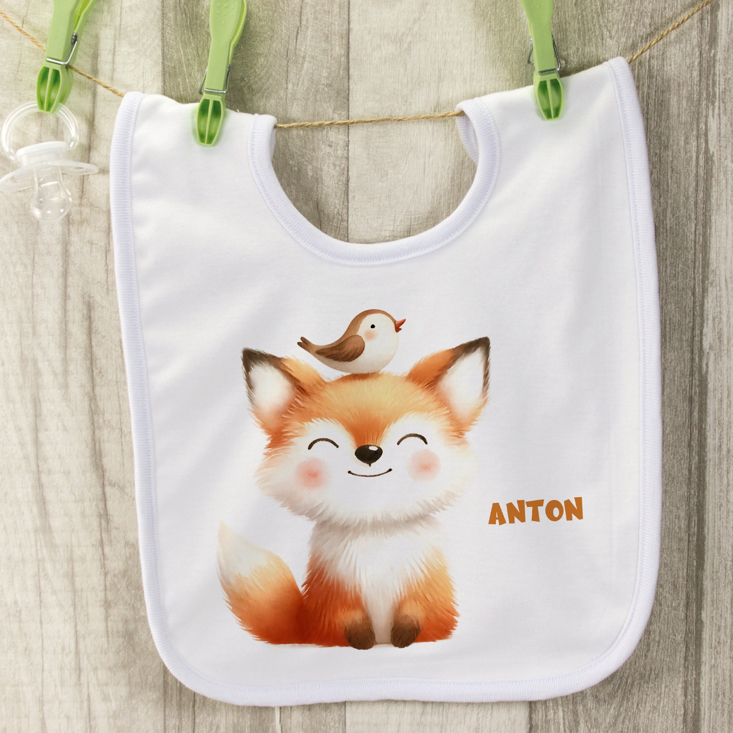 Lätzchen Fuchs mit Vogel