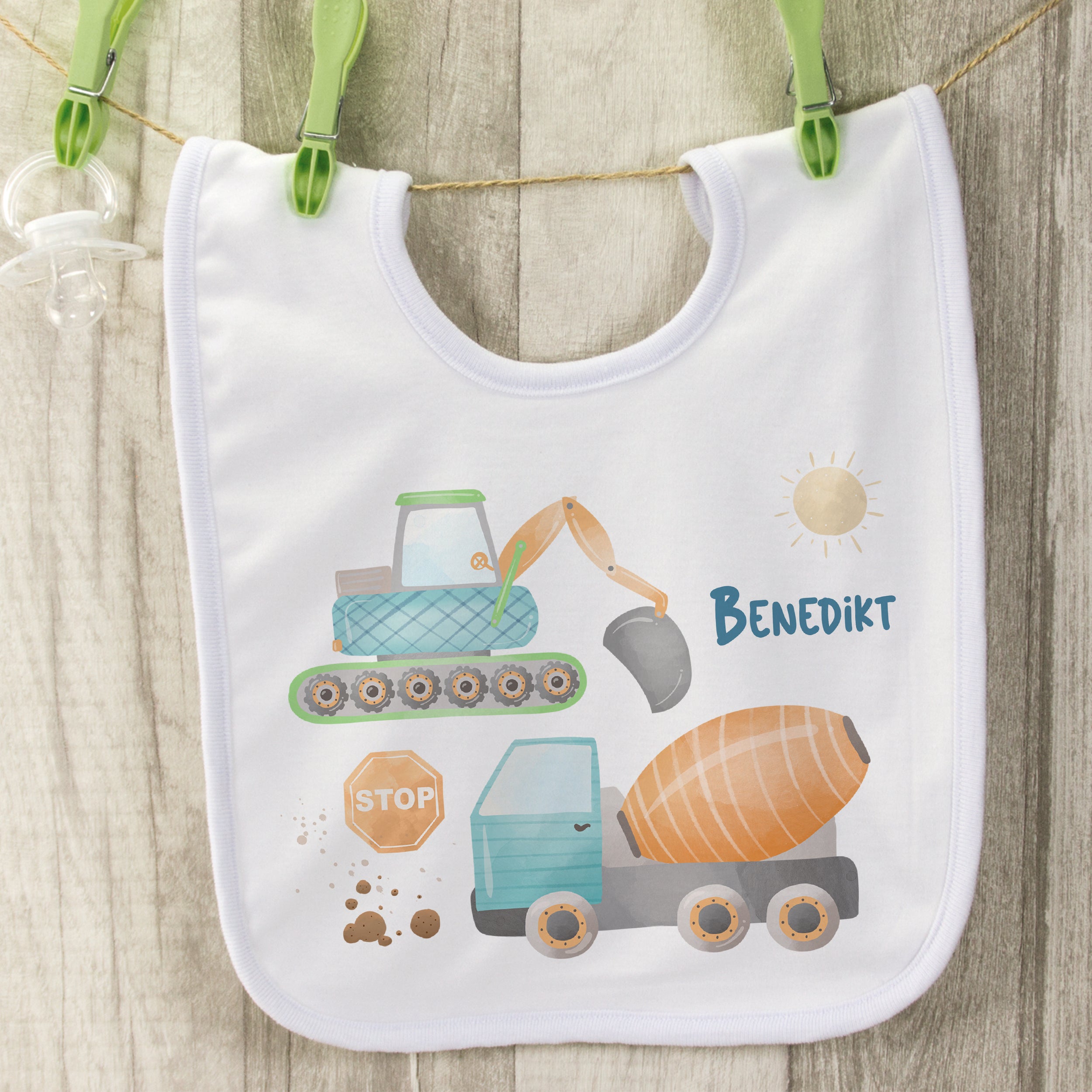 Baby Lätzchen Baustellenmotif