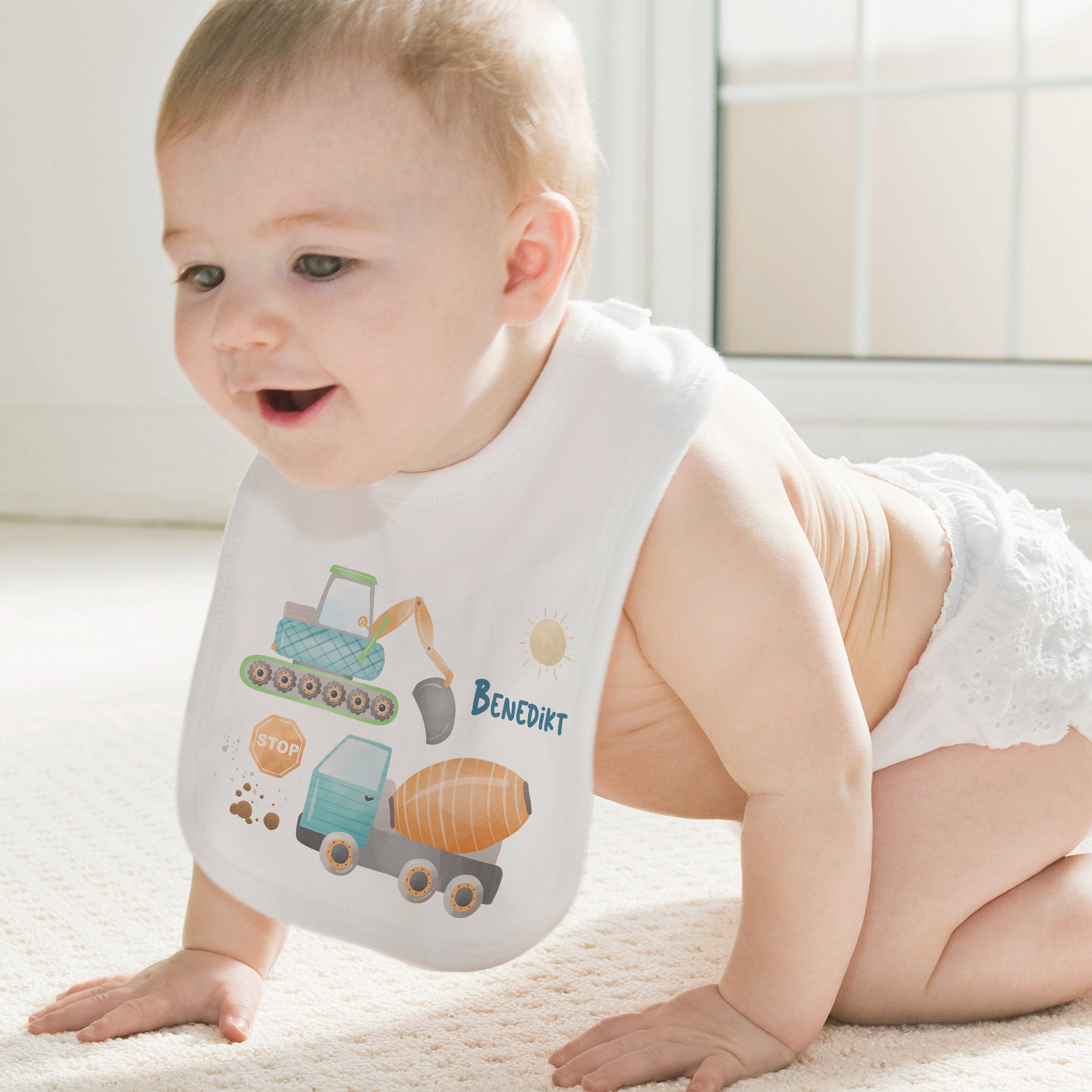 Baby Lätzchen Baustellenmotif