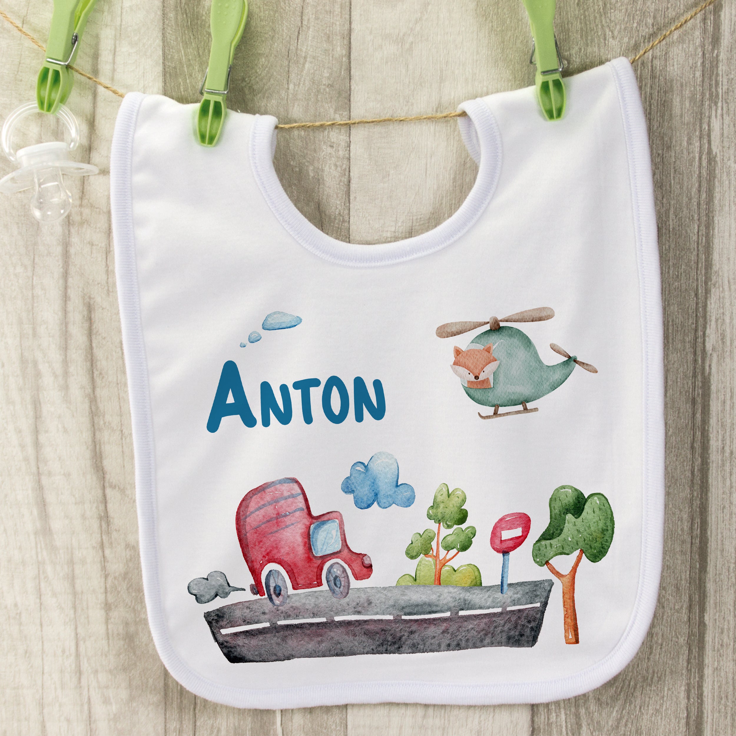 Baby Lätzchen mit Fahrzeugen