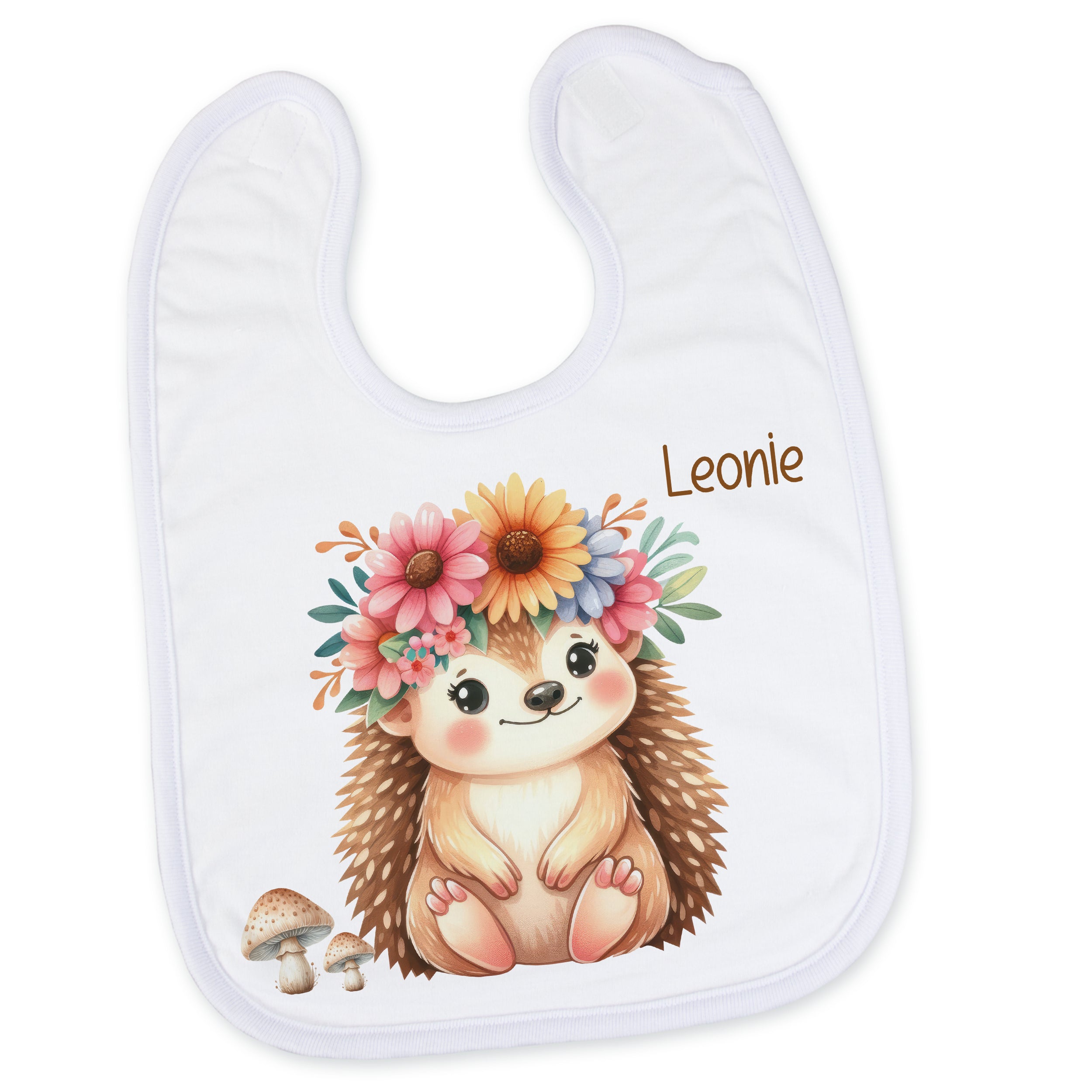 Baby Lätzchen Igel mit Blumen