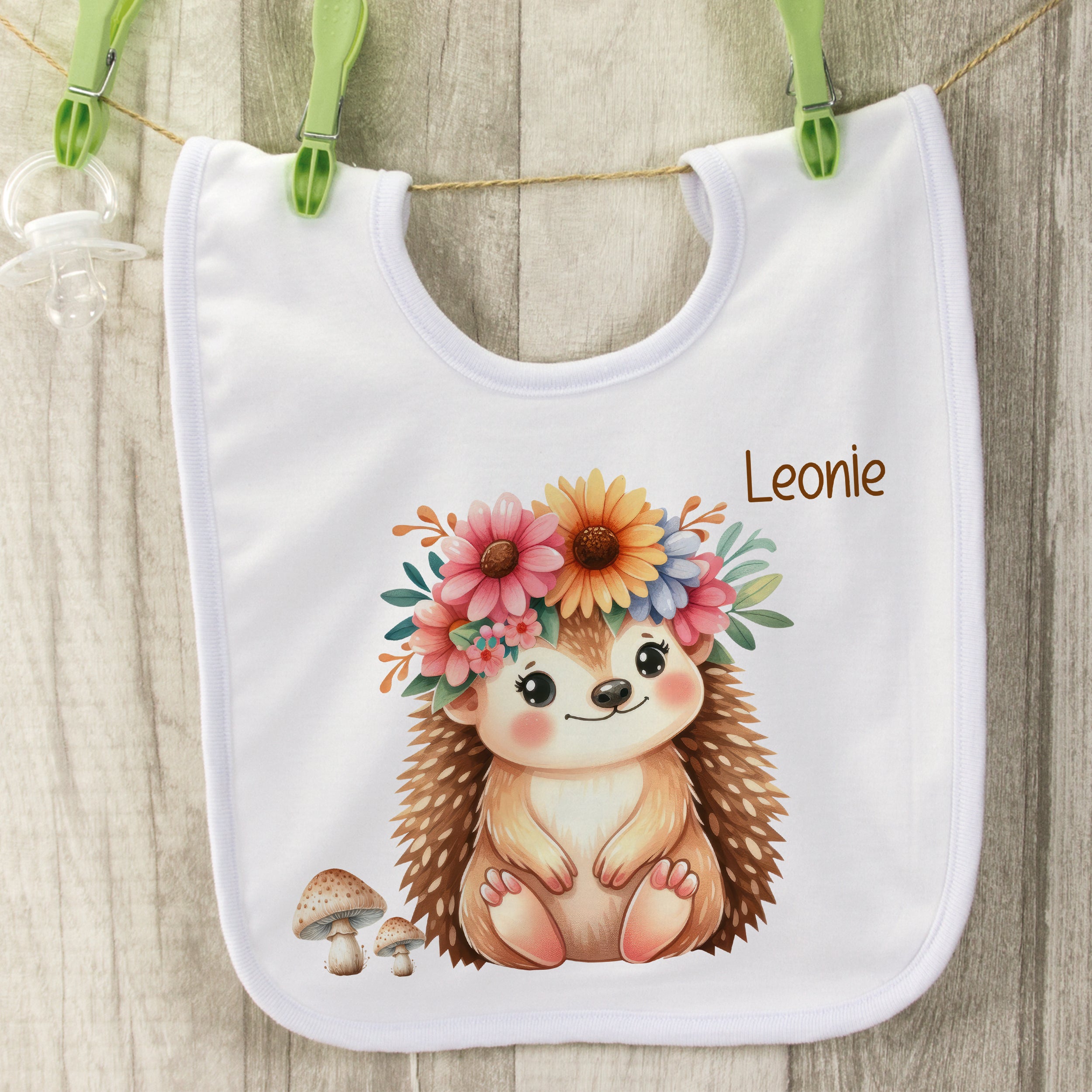 Baby Lätzchen Igel mit Blumen