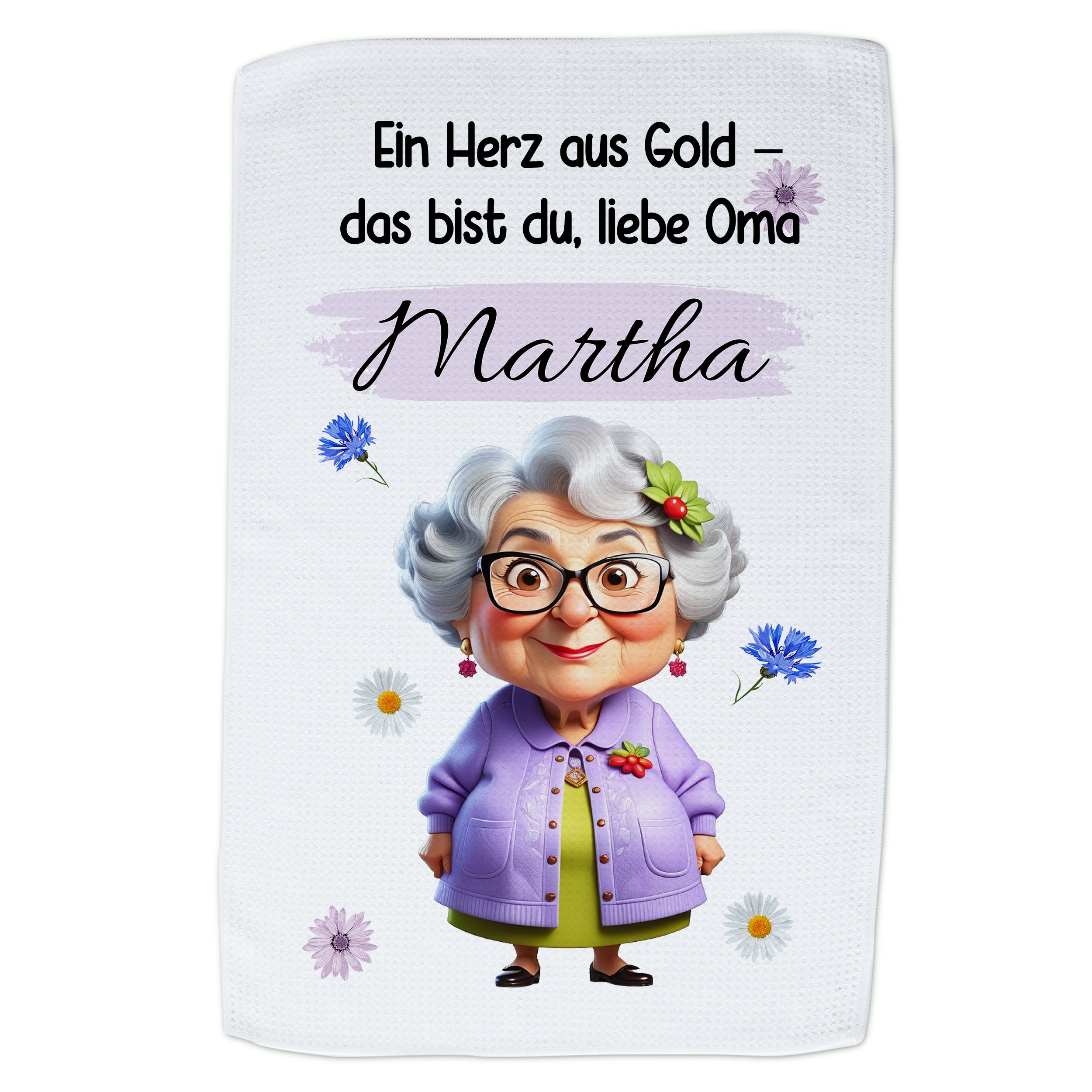 Geschirrtuch Oma Martha - Ein Herz aus Gold für die beste Oma