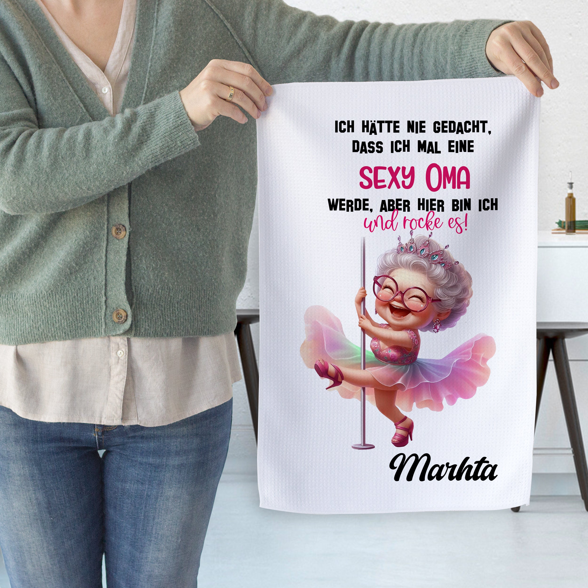 Geschirrtuch Sexy Oma - Für einen humorvollen Alltag