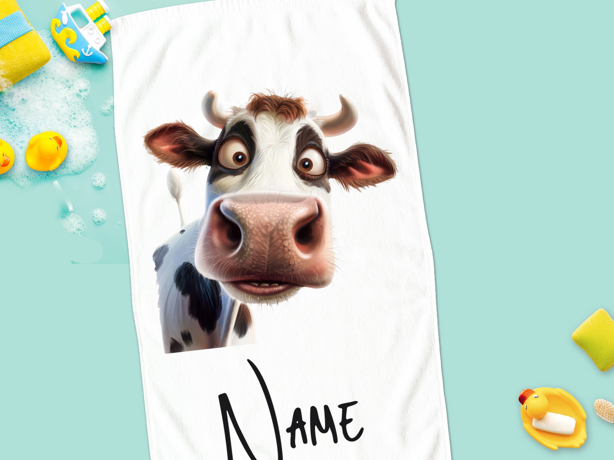Handtuch mit Kuhmotiv