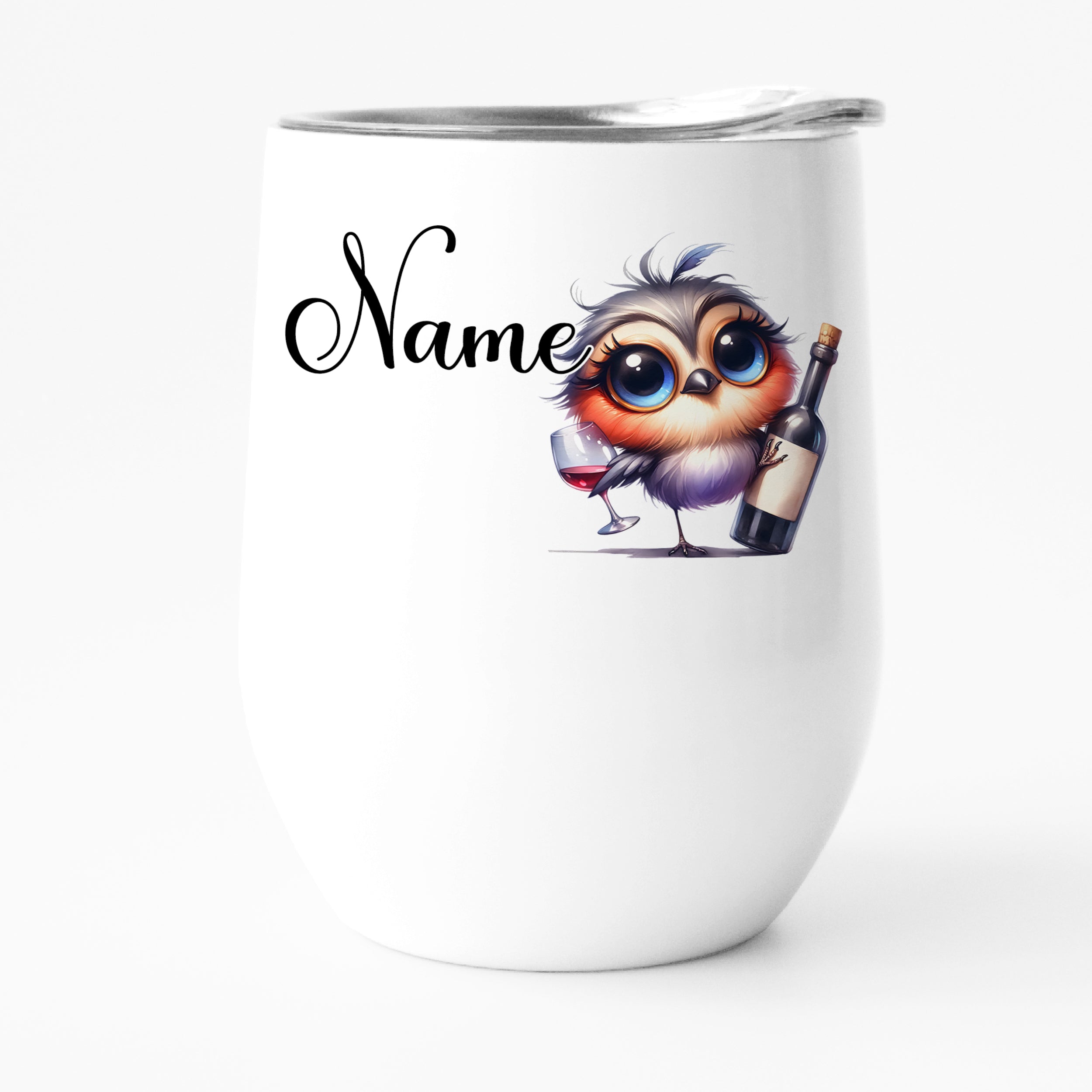 Weinbecher mit verspieltem Eulenmotiv
