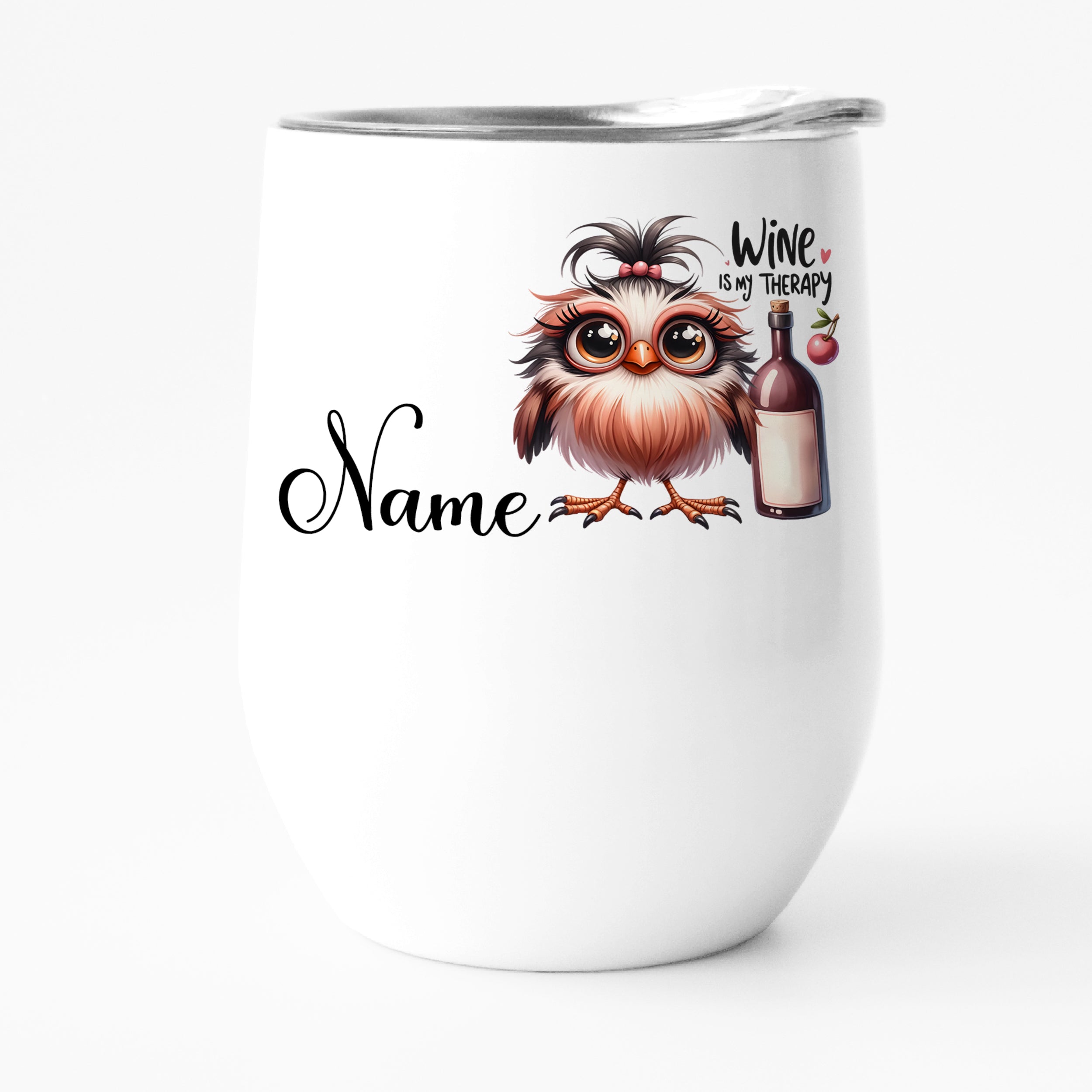 Weinbecher Eule - Wein ist meine Therapie