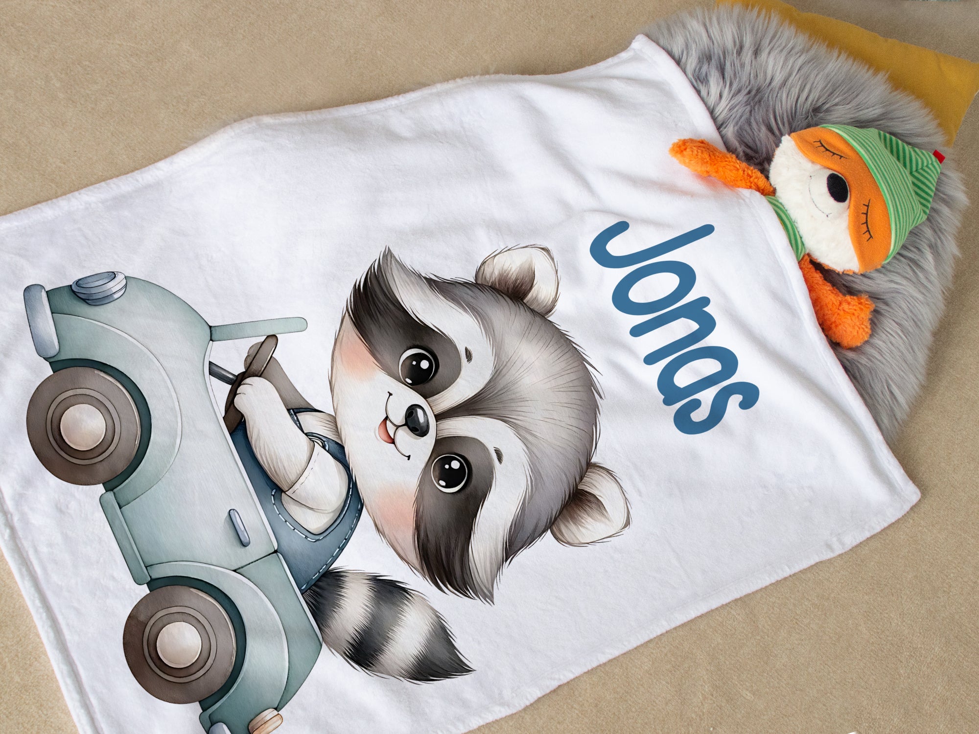 Babydecke mit Waschbär