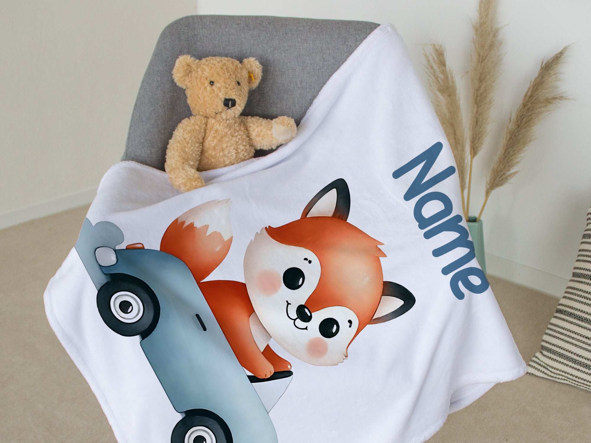 Babydecke Fuchs im Auto