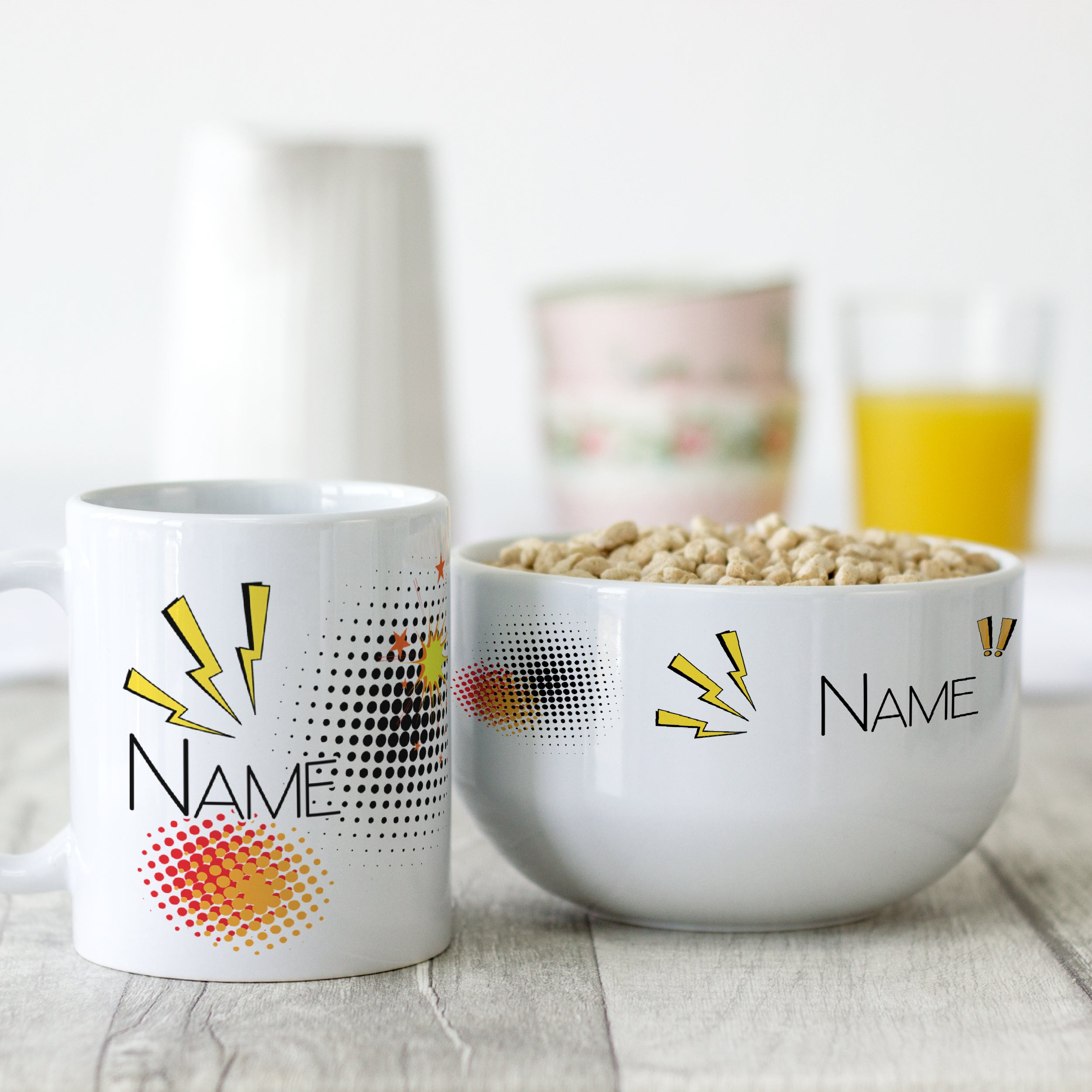 Frühstücksset Müslischale mit Tasse Pop-Art