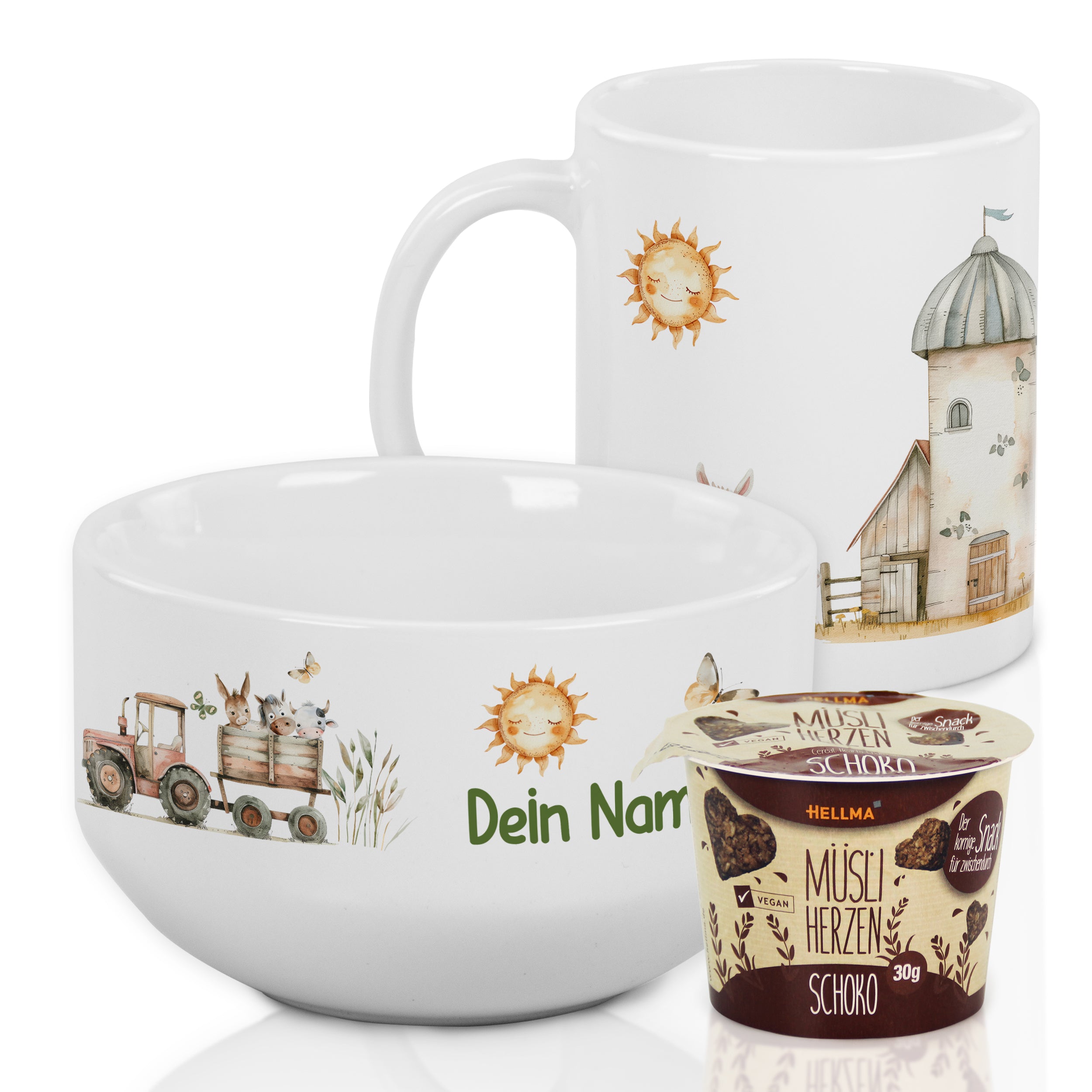 Frühstücksset mit Bauernhoftieren