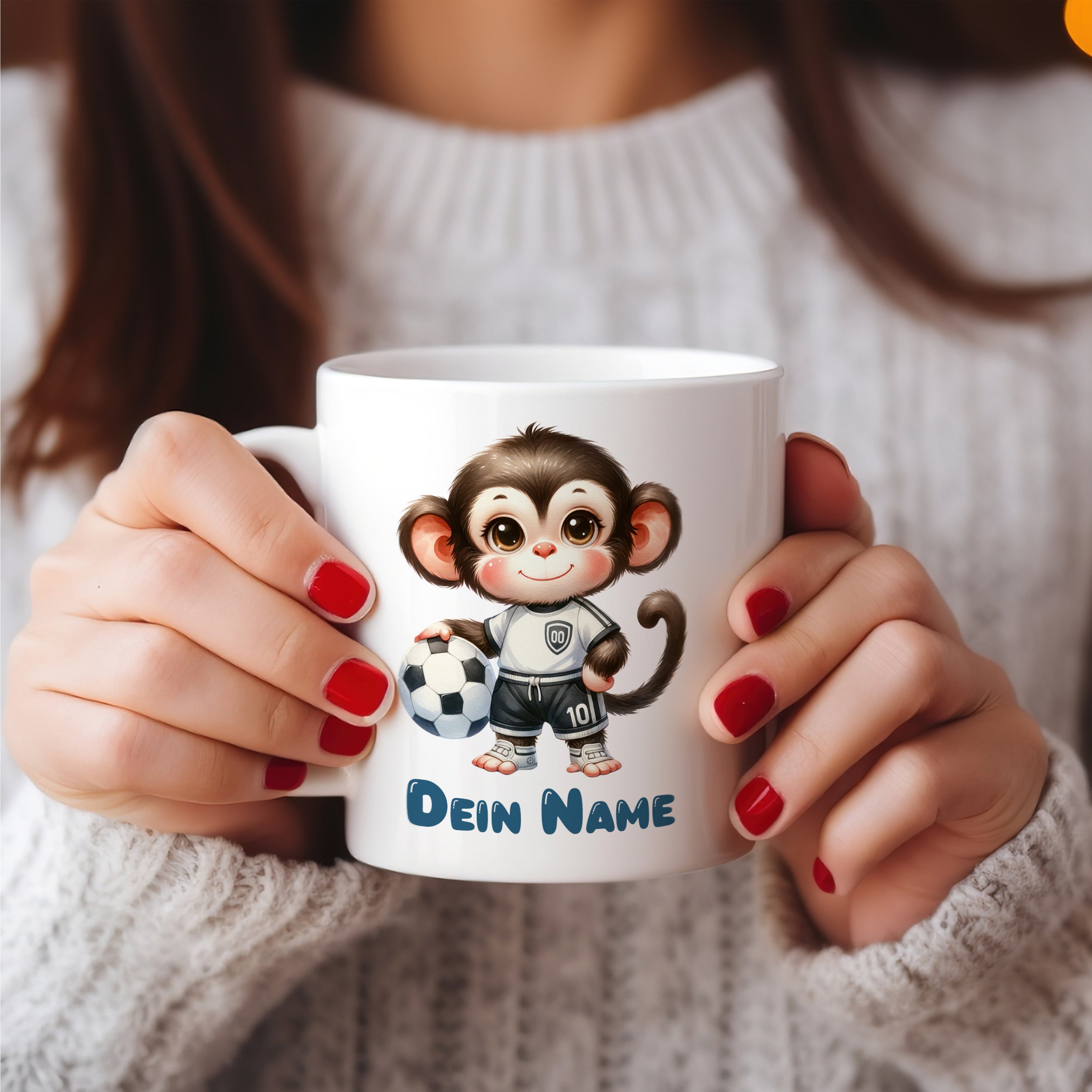 Tasse mit niedlichem Affenmotiv
