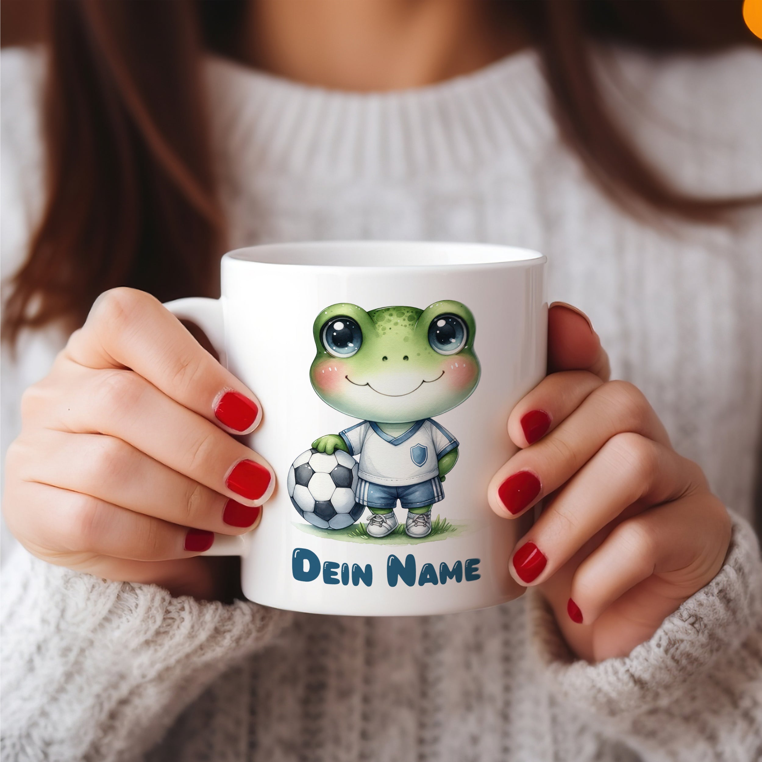 Tasse Frosch mit Fußball