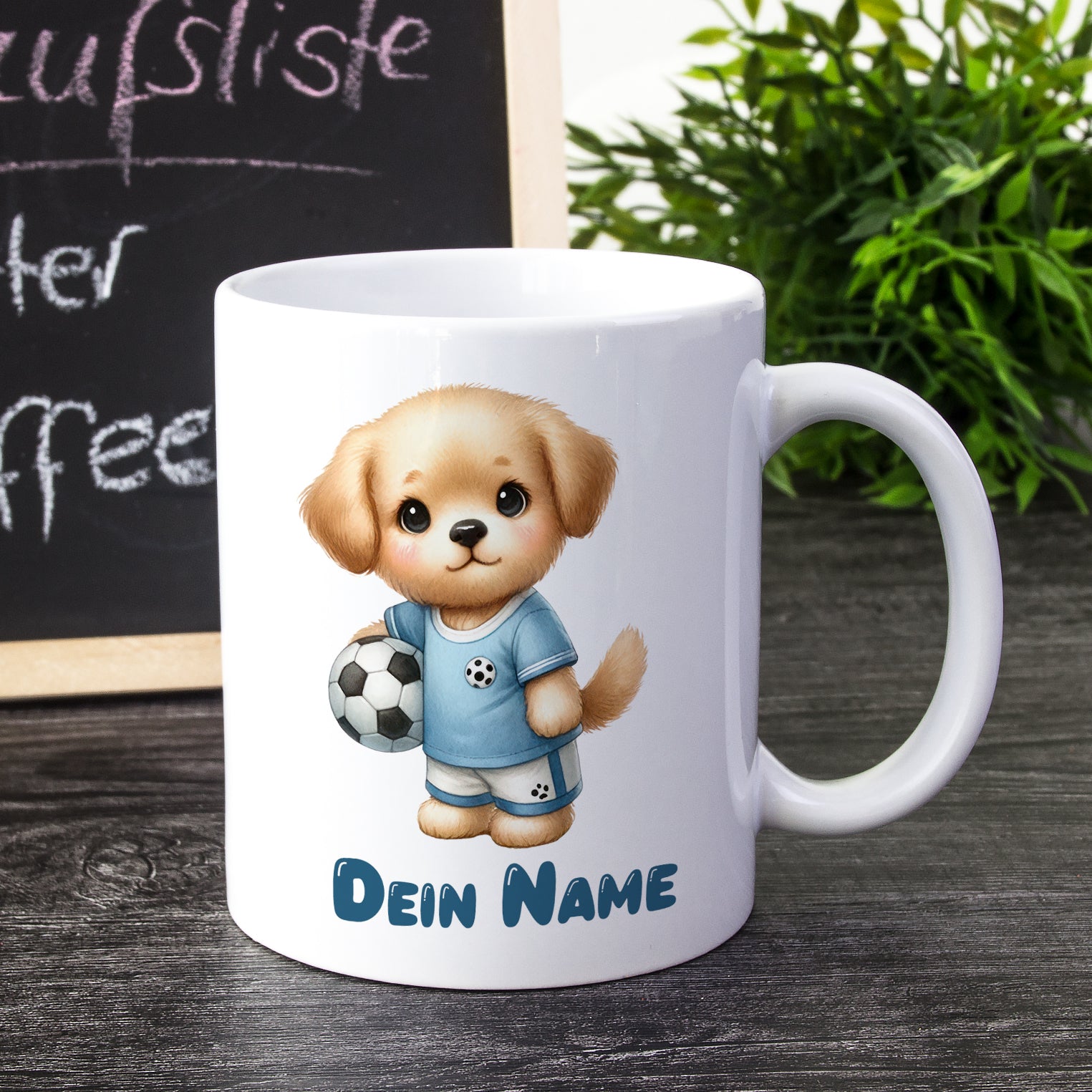 Tasse Hund mit Fußball