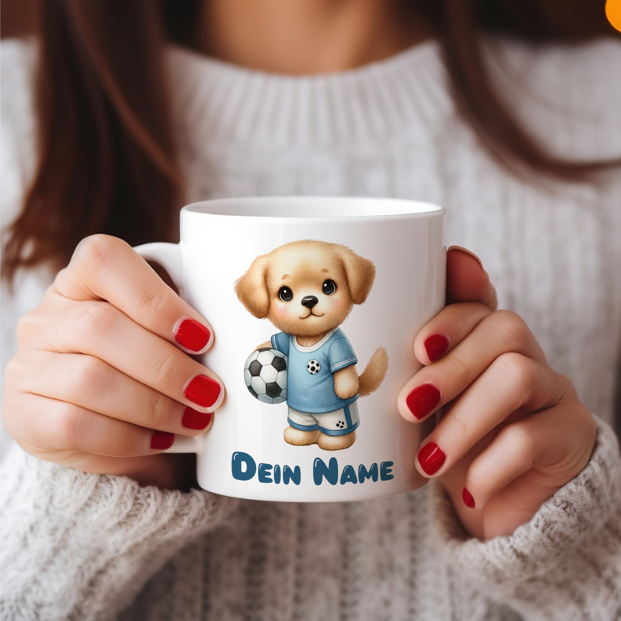 Tasse Hund mit Fußball