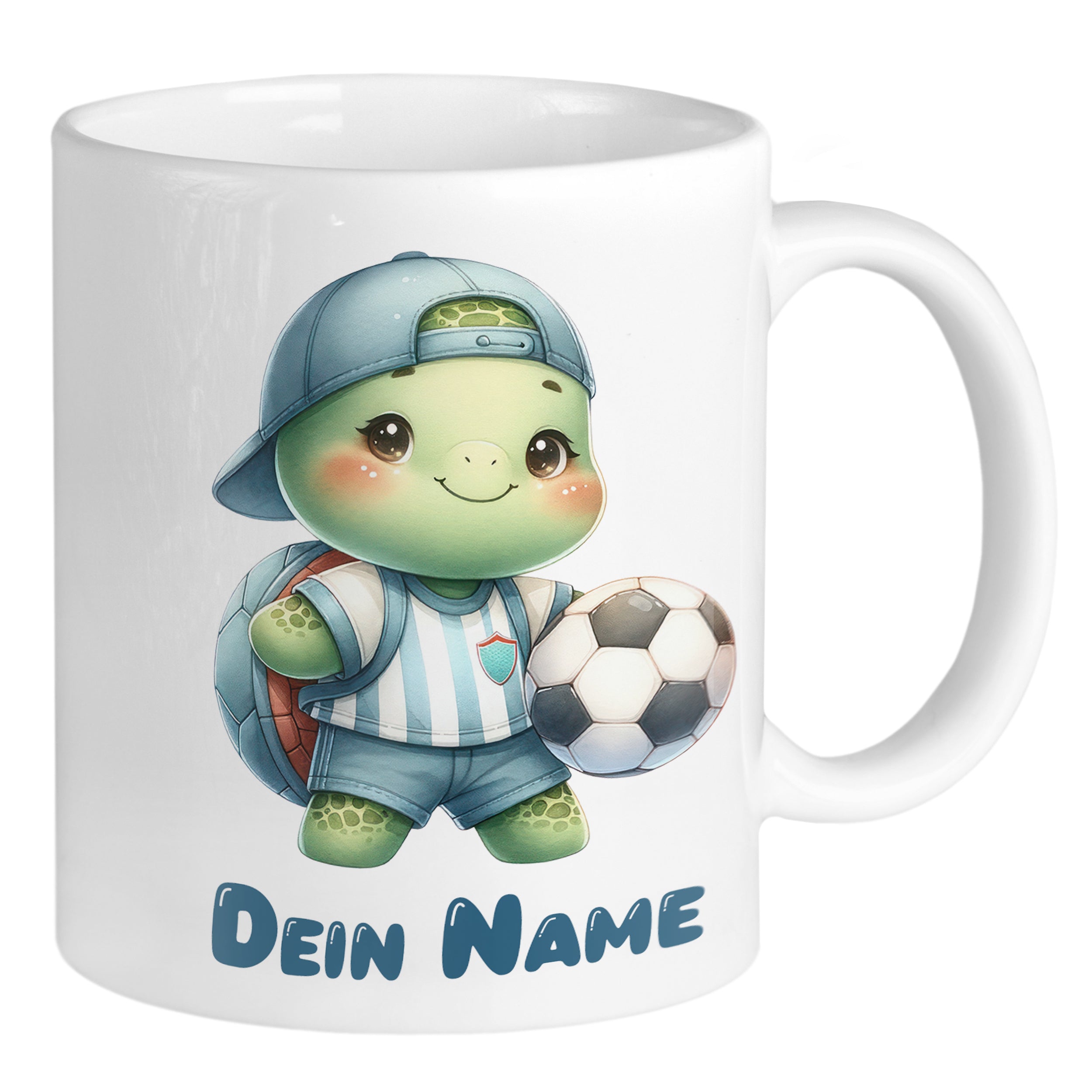 Tasse mit süßer Fußball-Schildkröte