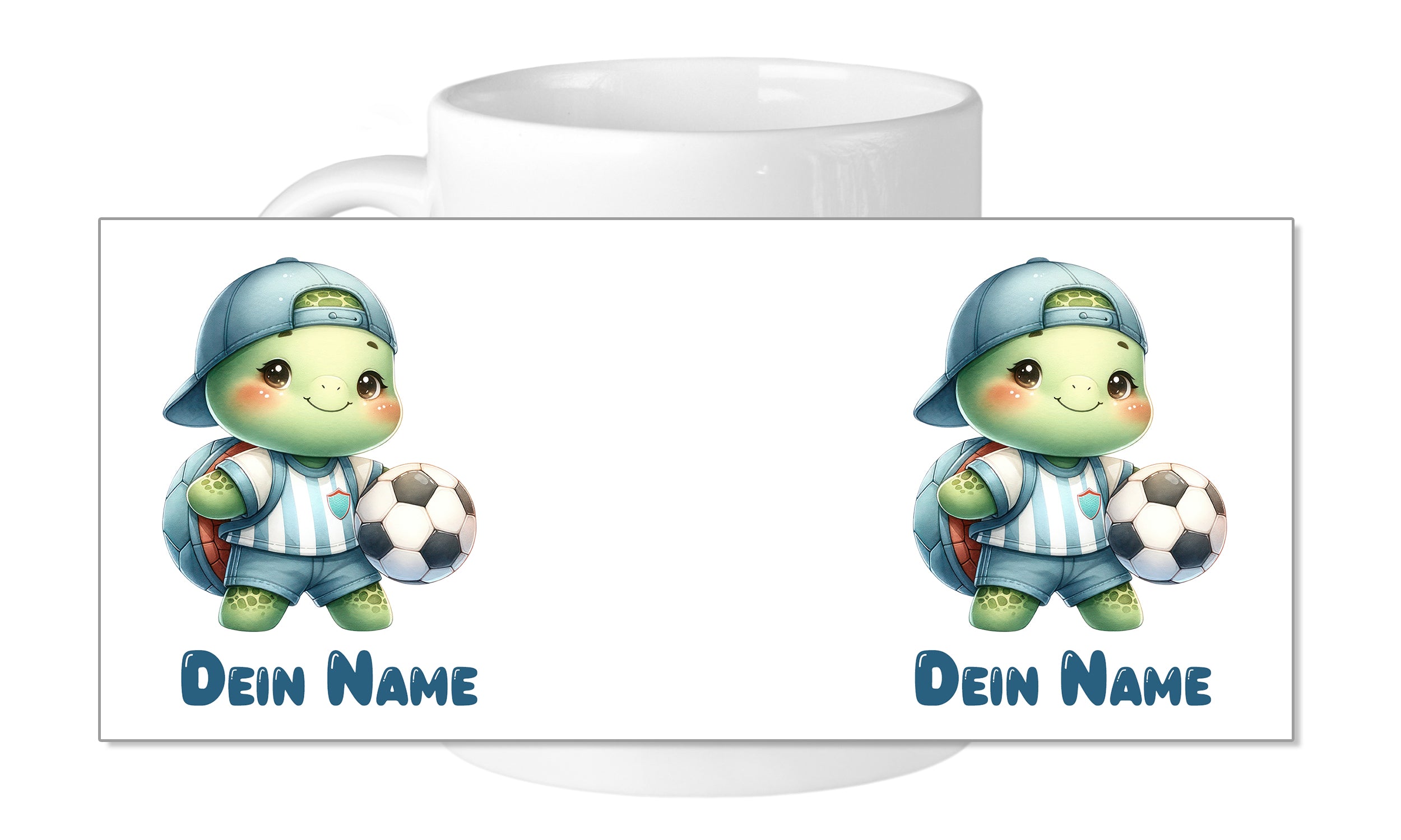 Tasse mit süßer Fußball-Schildkröte