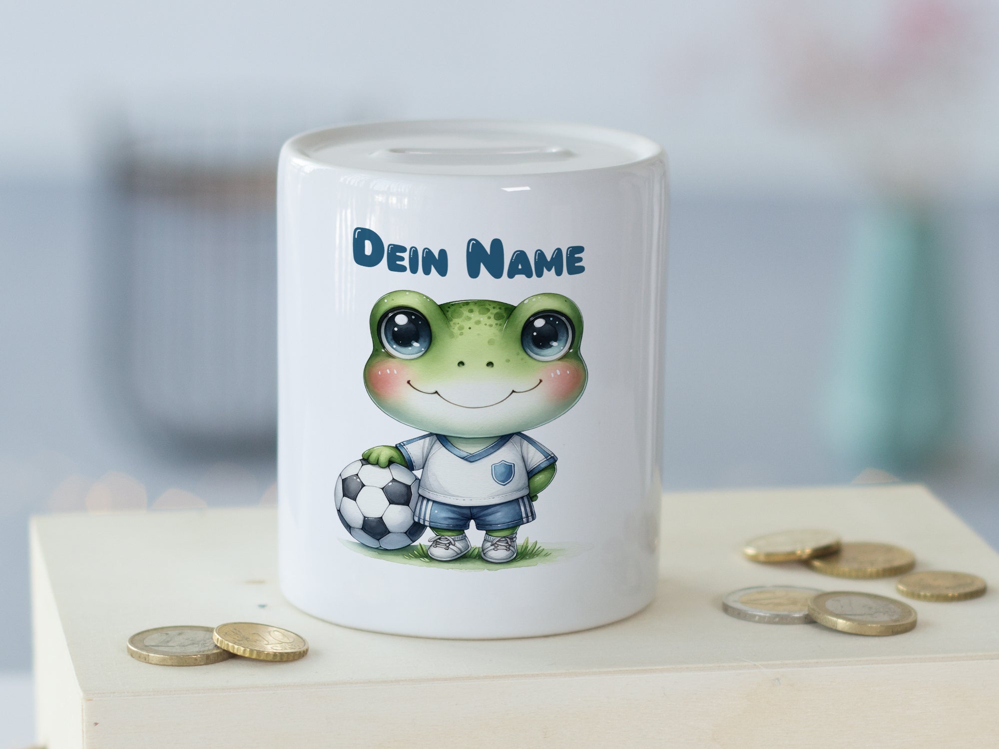 Spardose Frosch mit Fußball