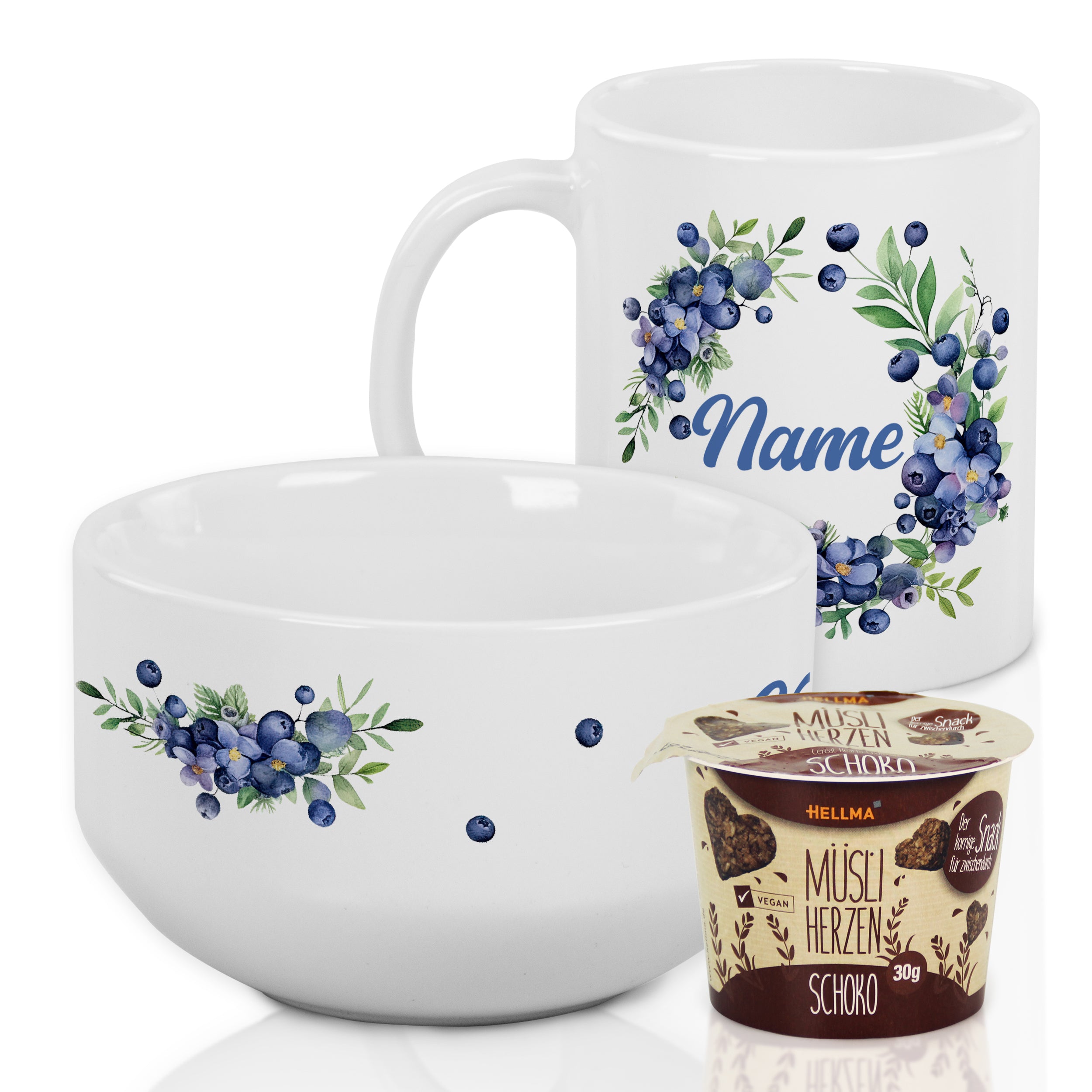 Set Müslischale mit Tasse Blaubeeren