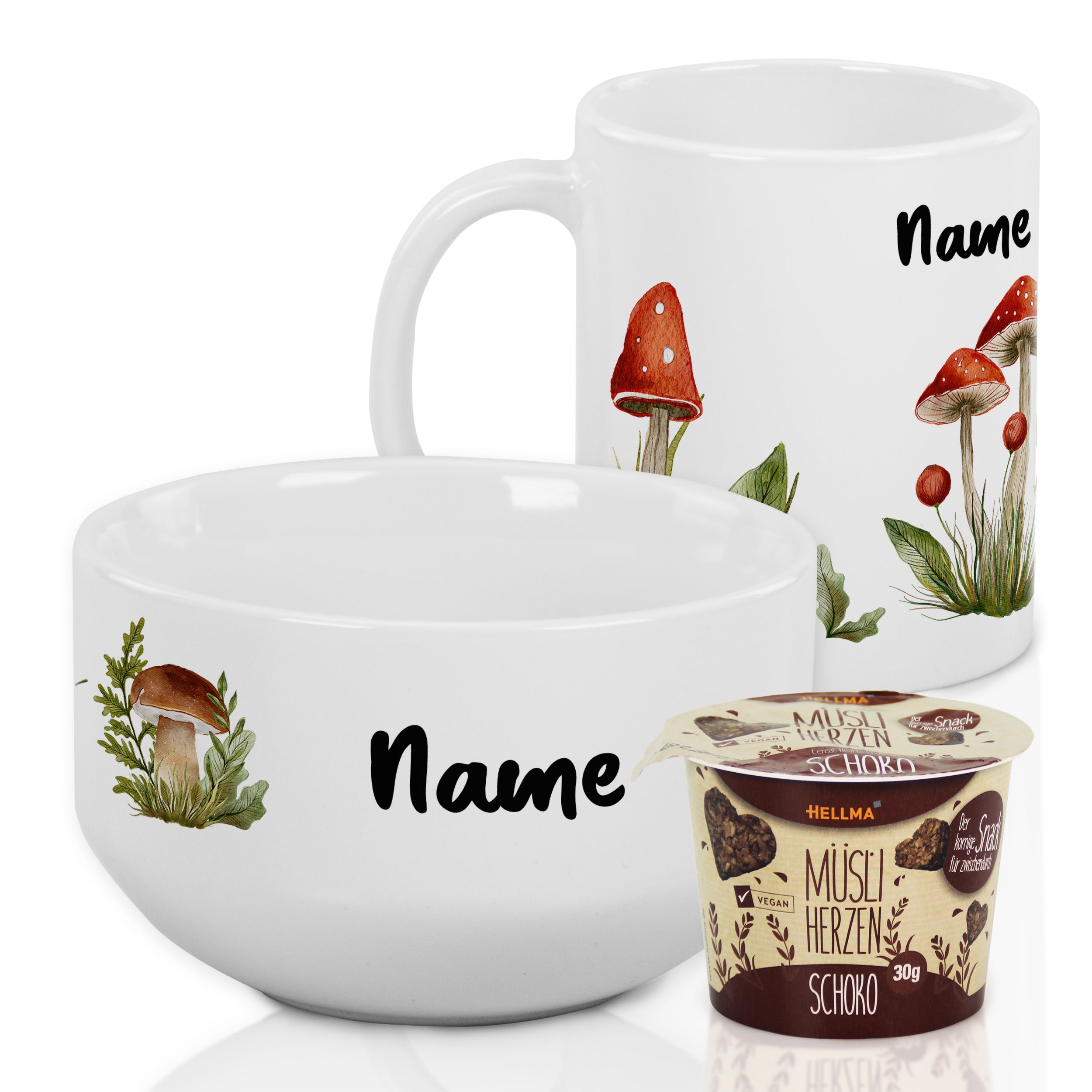 Set Müslischale mit Tasse Pilze