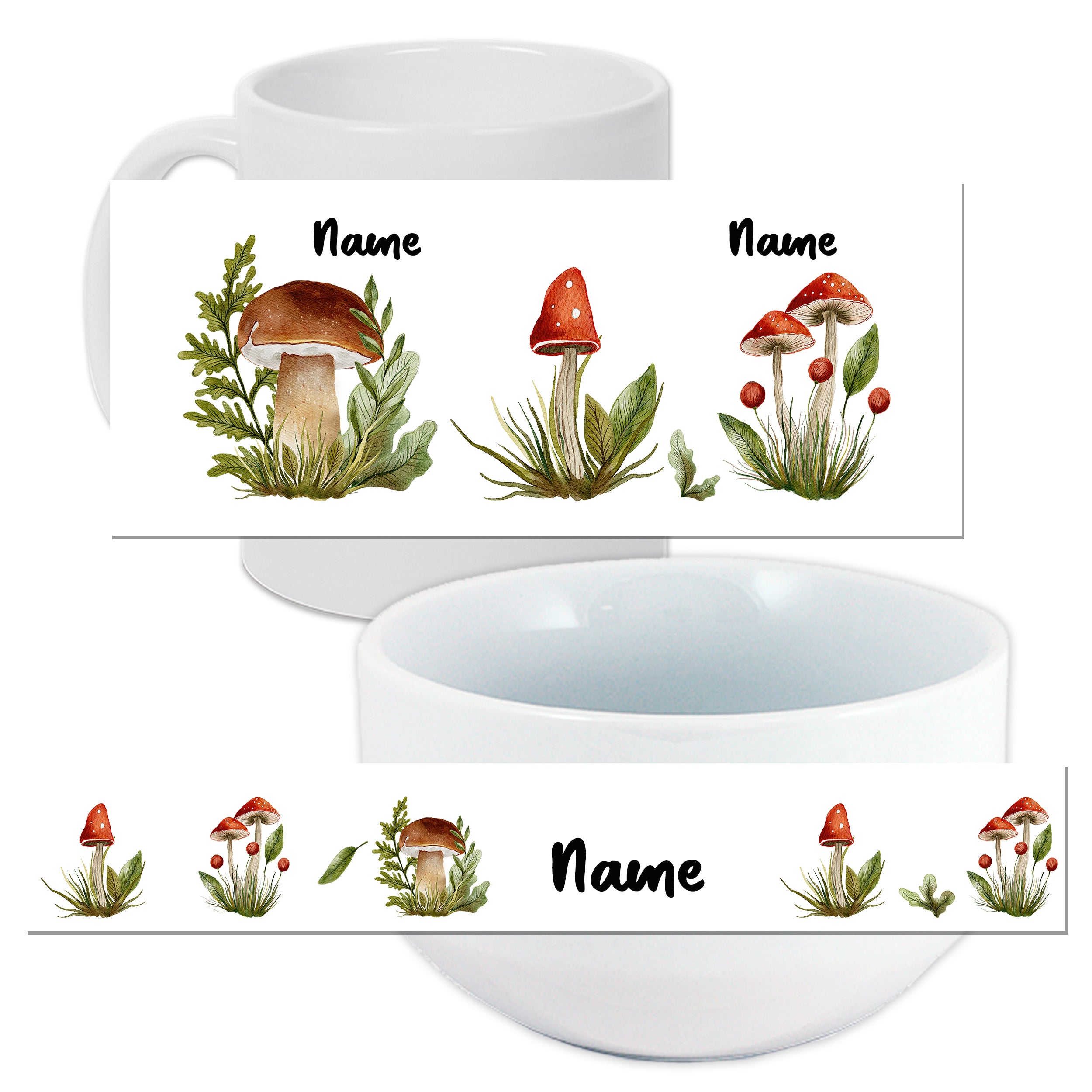 Set Müslischale mit Tasse Pilze