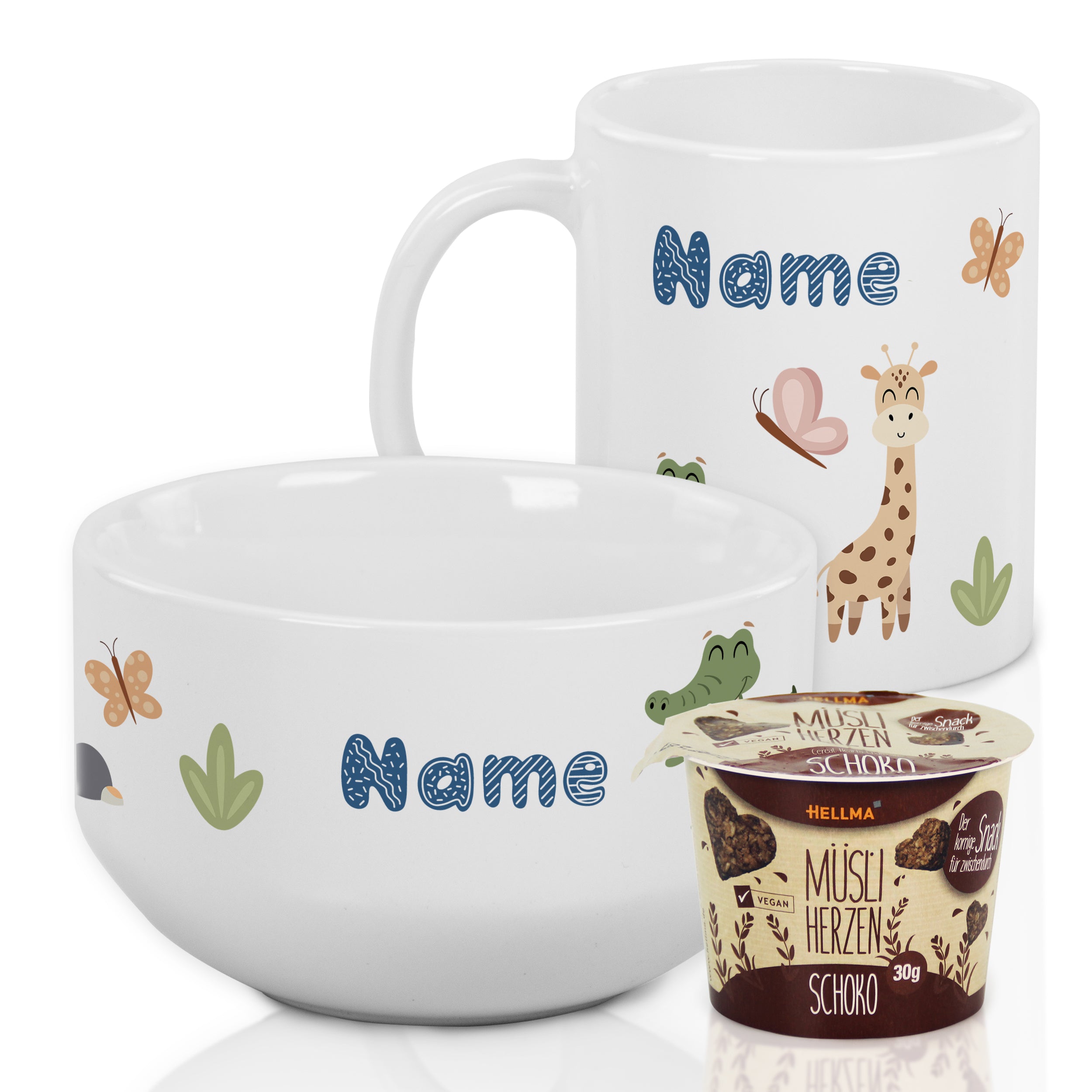 Set Müslischale mit Tasse Dschungeltiere