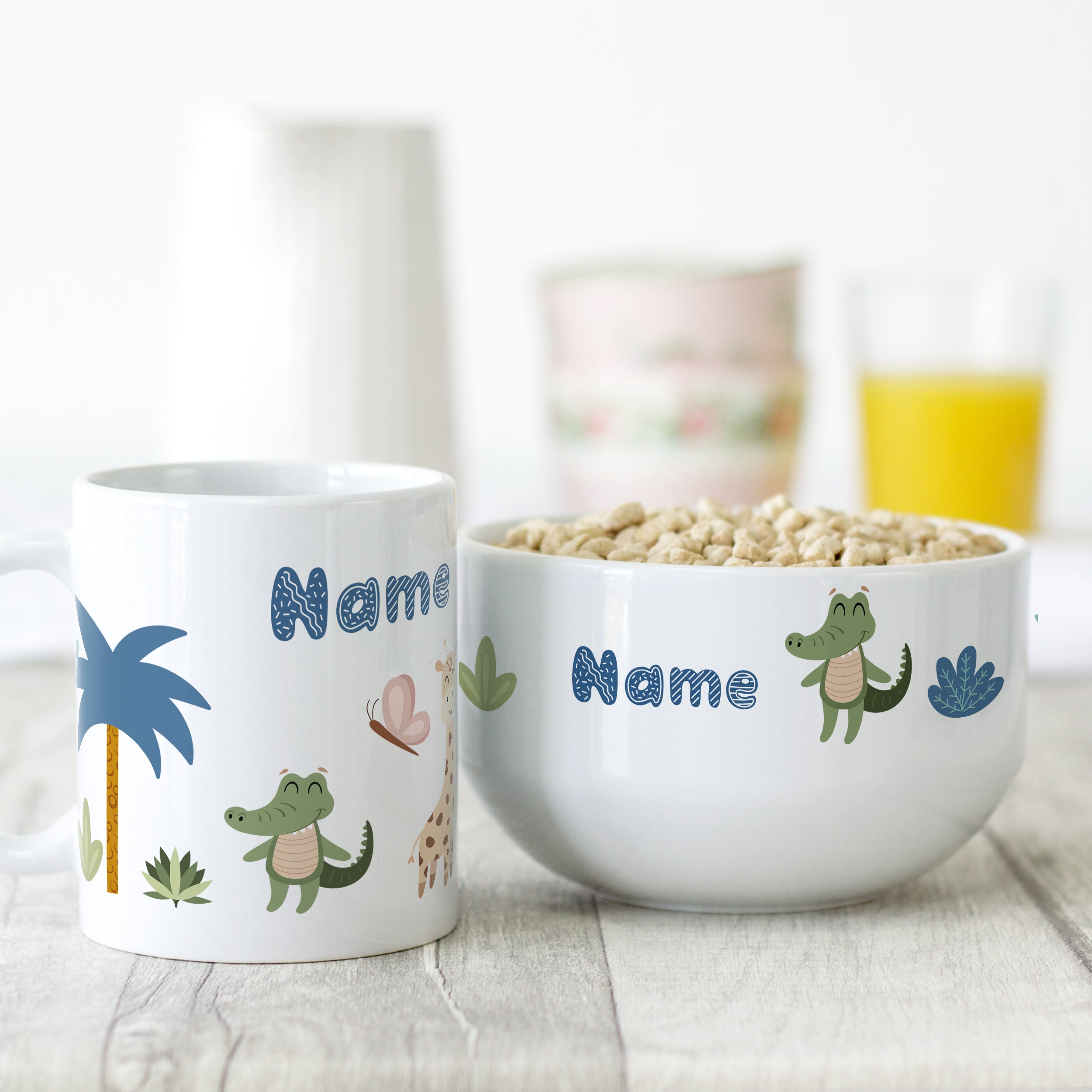 Set Müslischale mit Tasse Dschungeltiere