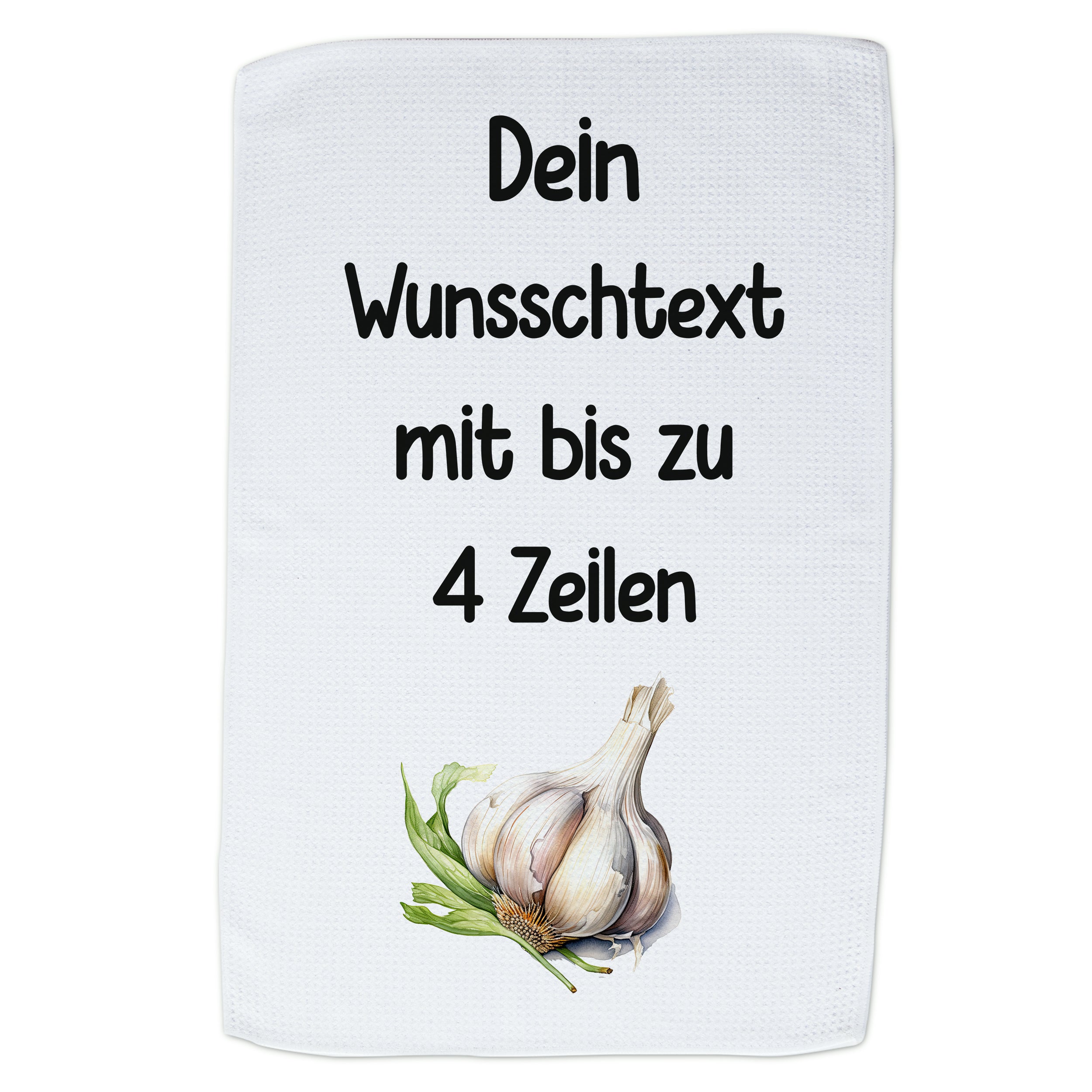 Geschirrtuch Knoblauch - Wunschtext bis zu 4 Zeilen