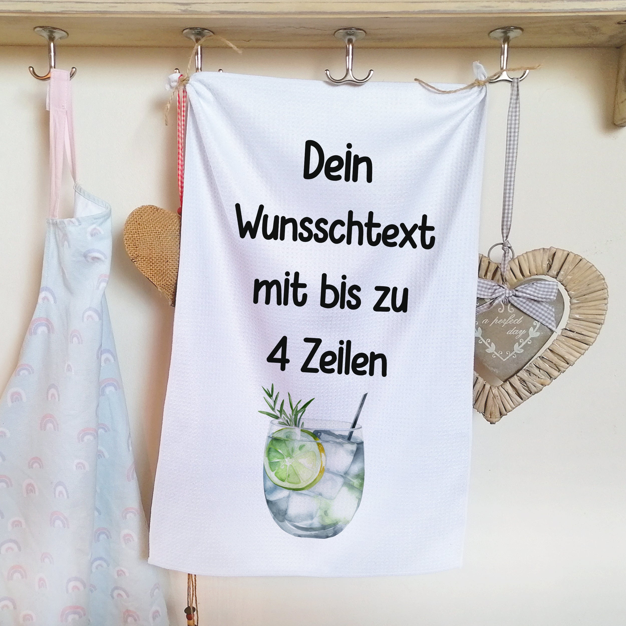 Geschirrtuch Gin Tonic mit Wunschtext bis 4 Zeilen