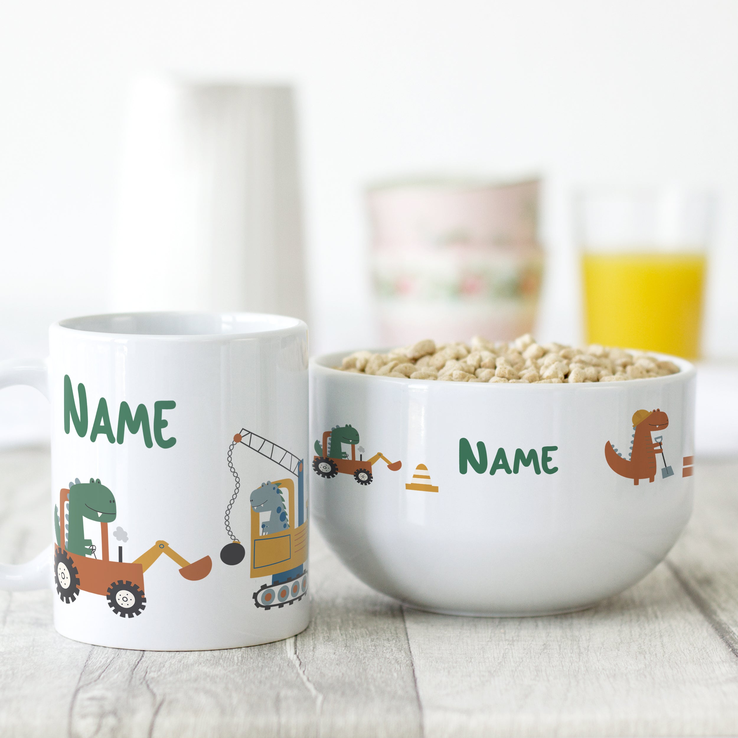 Set Müslischale mit Tasse - Für kleine Bauarbeiter