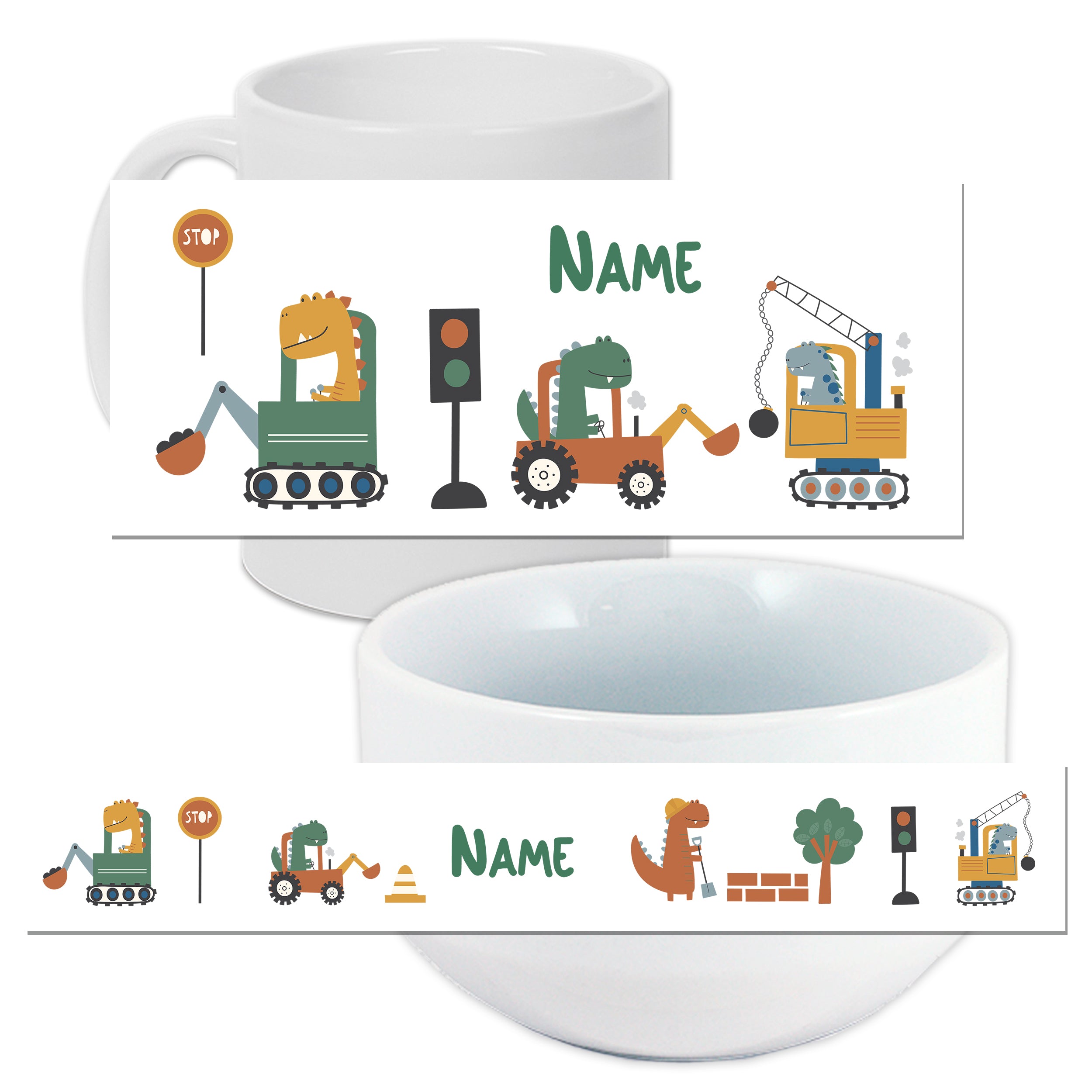 Set Müslischale mit Tasse - Für kleine Bauarbeiter