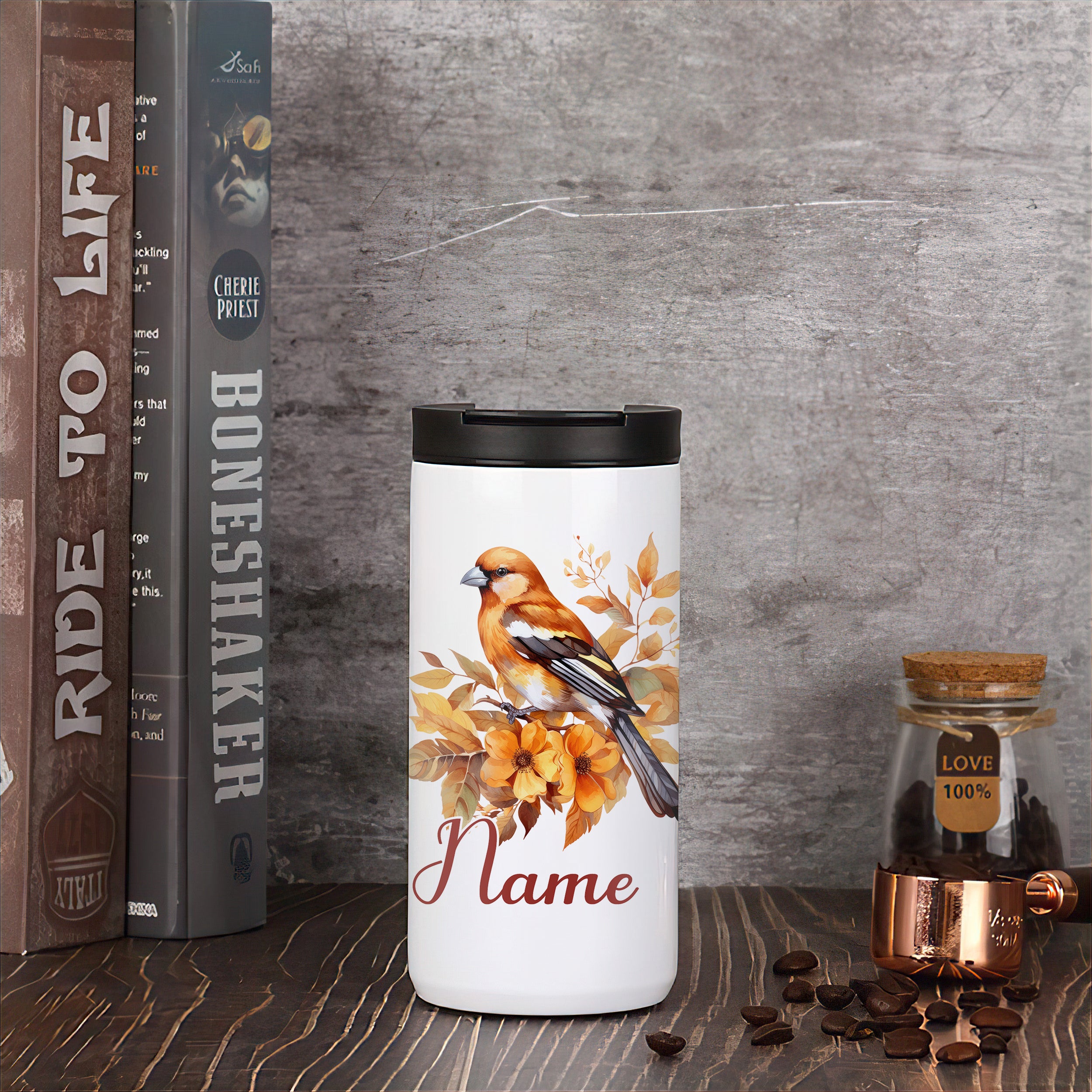 Kaffeebecher mit Rotkehlchen