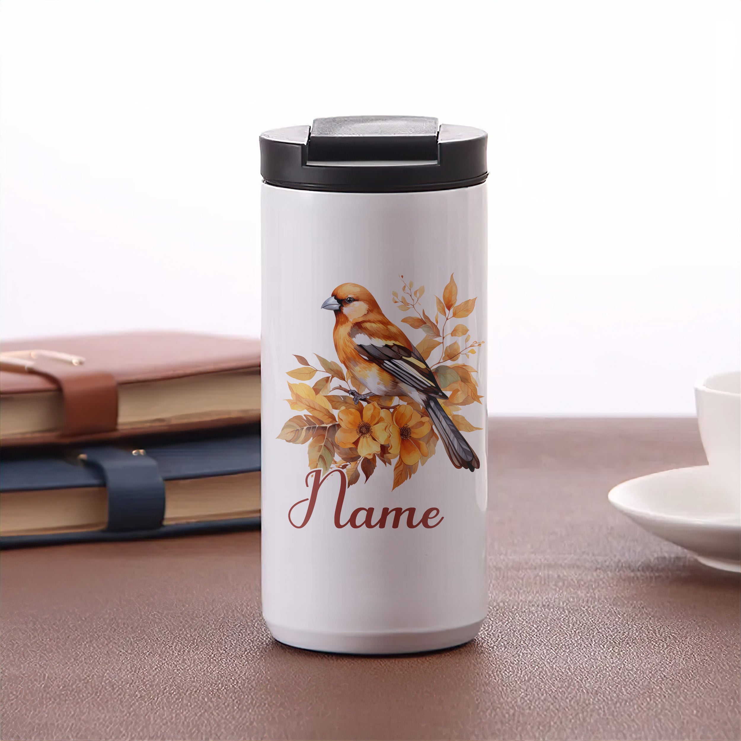 Kaffeebecher mit Rotkehlchen
