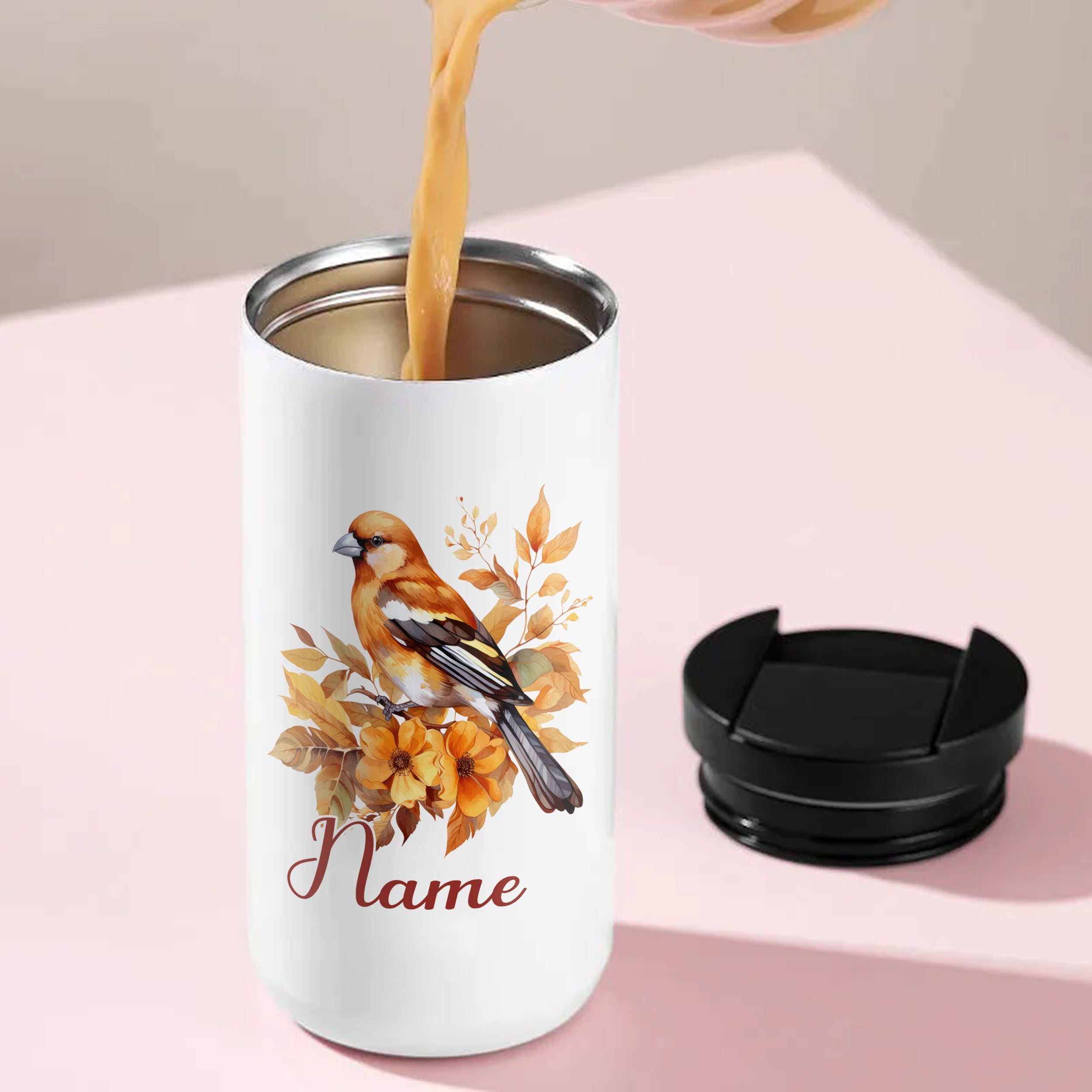 Kaffeebecher mit Rotkehlchen