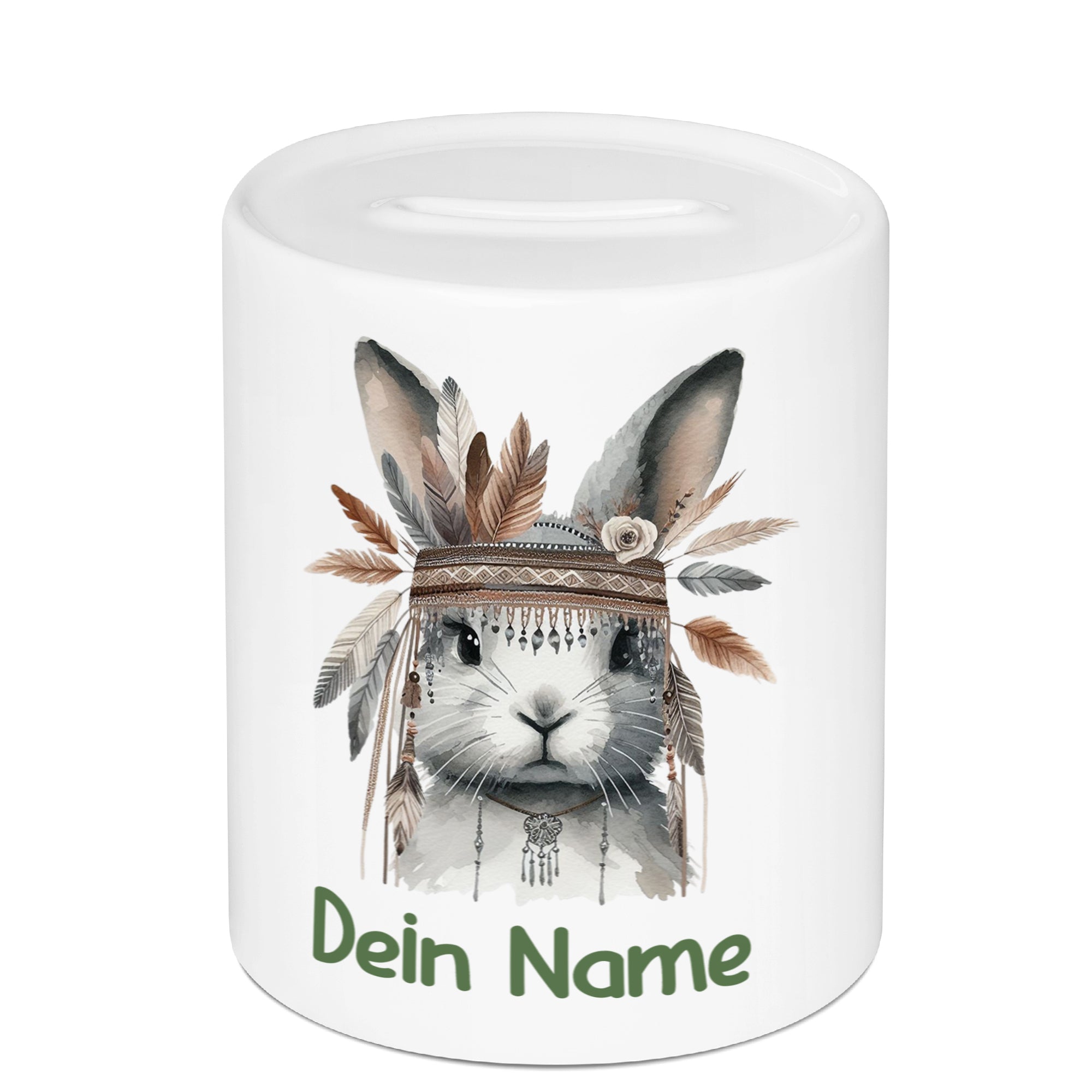 Spardose Hase mit Federn