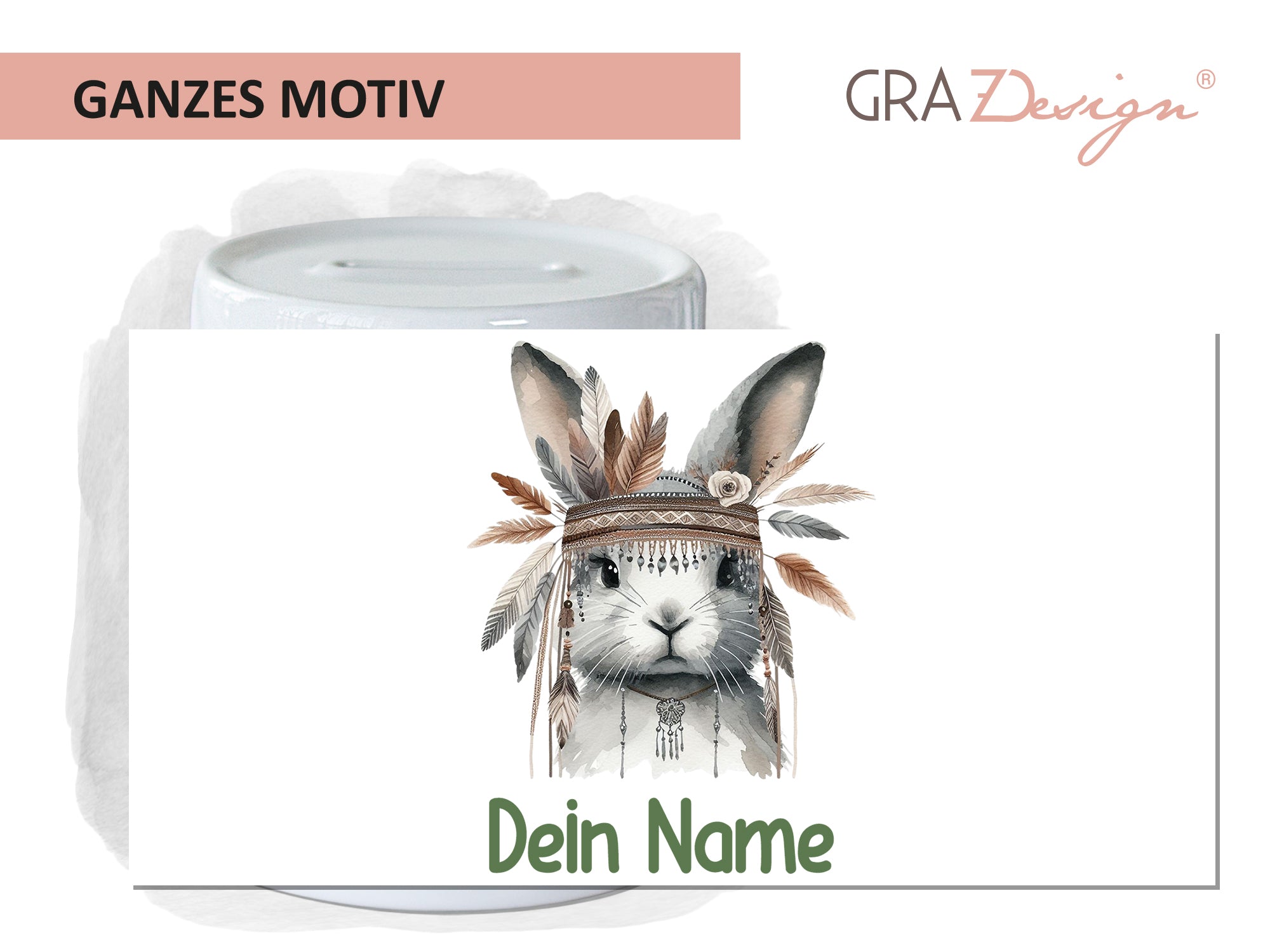 Spardose Hase mit Federn