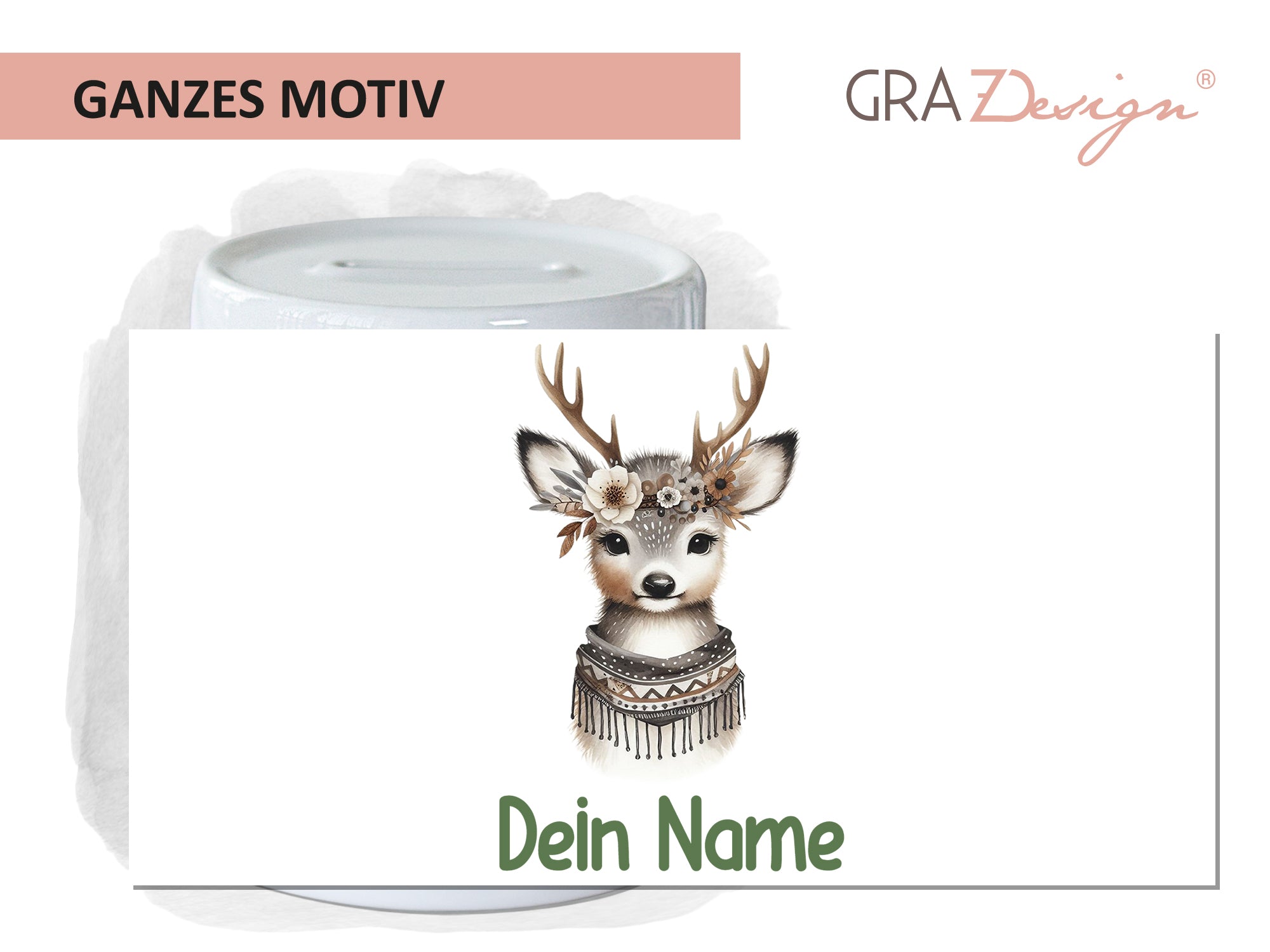 Spardose Reh mit Federn