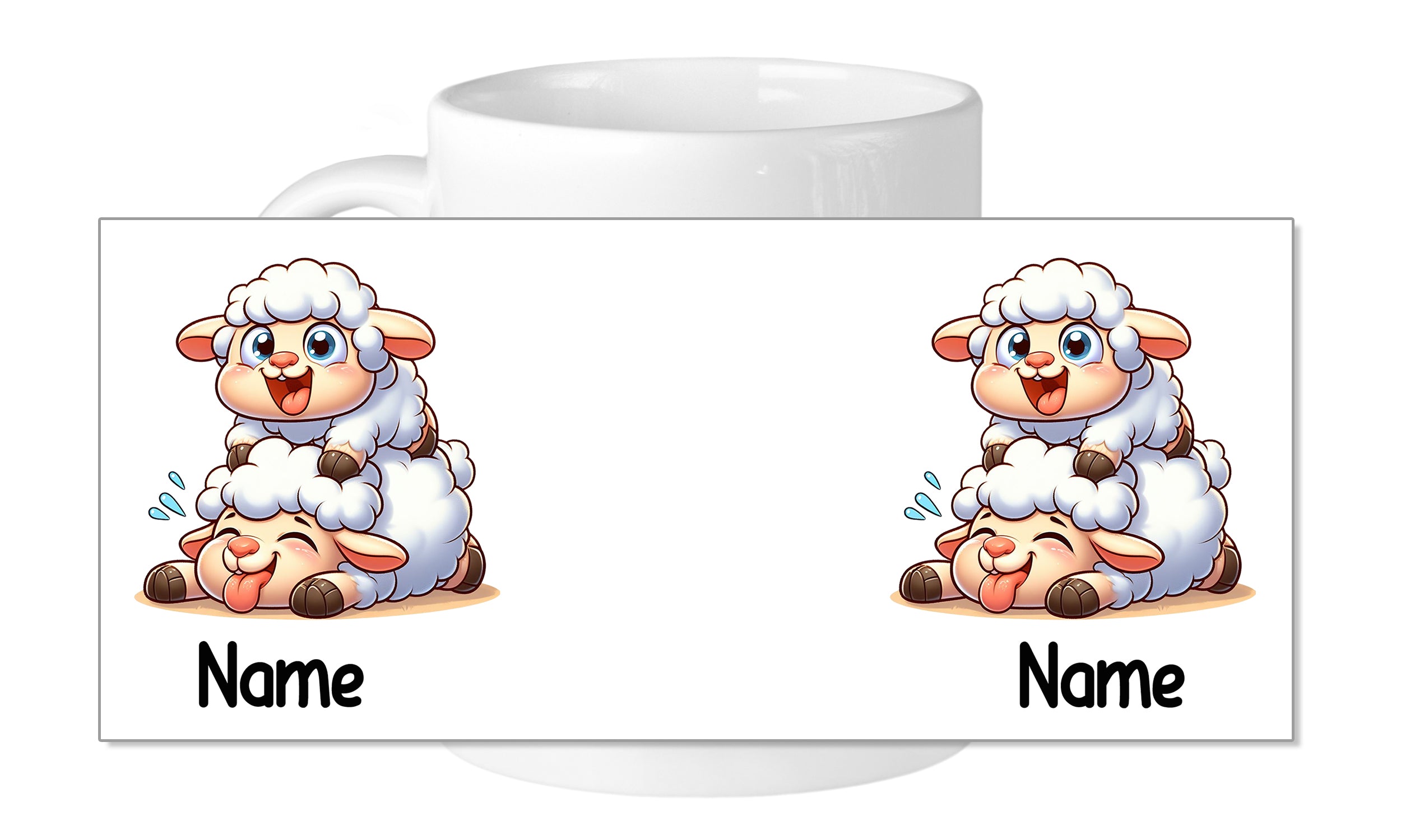 Tasse mit lustigen Schafen