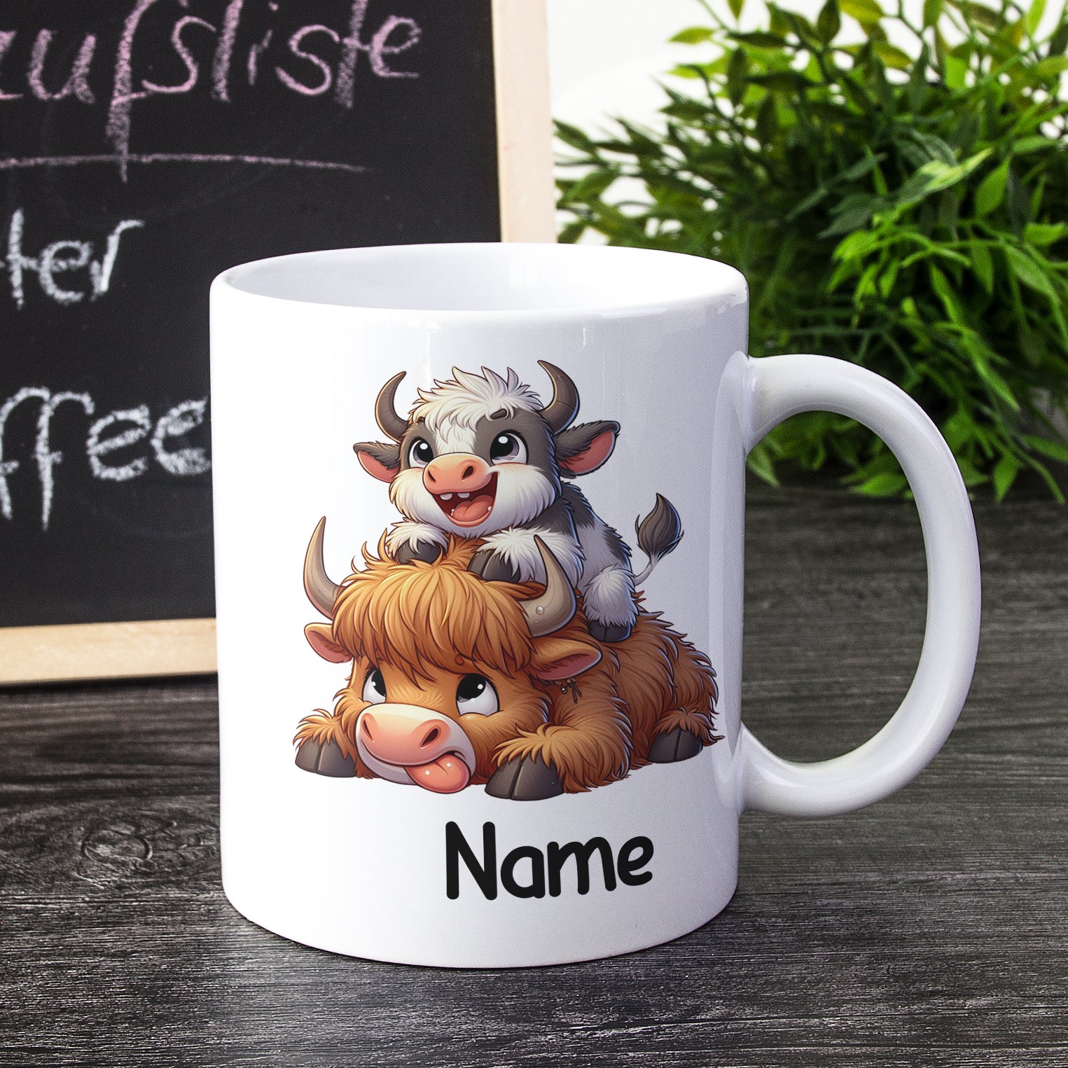 Tasse mit niedlichen Kühen