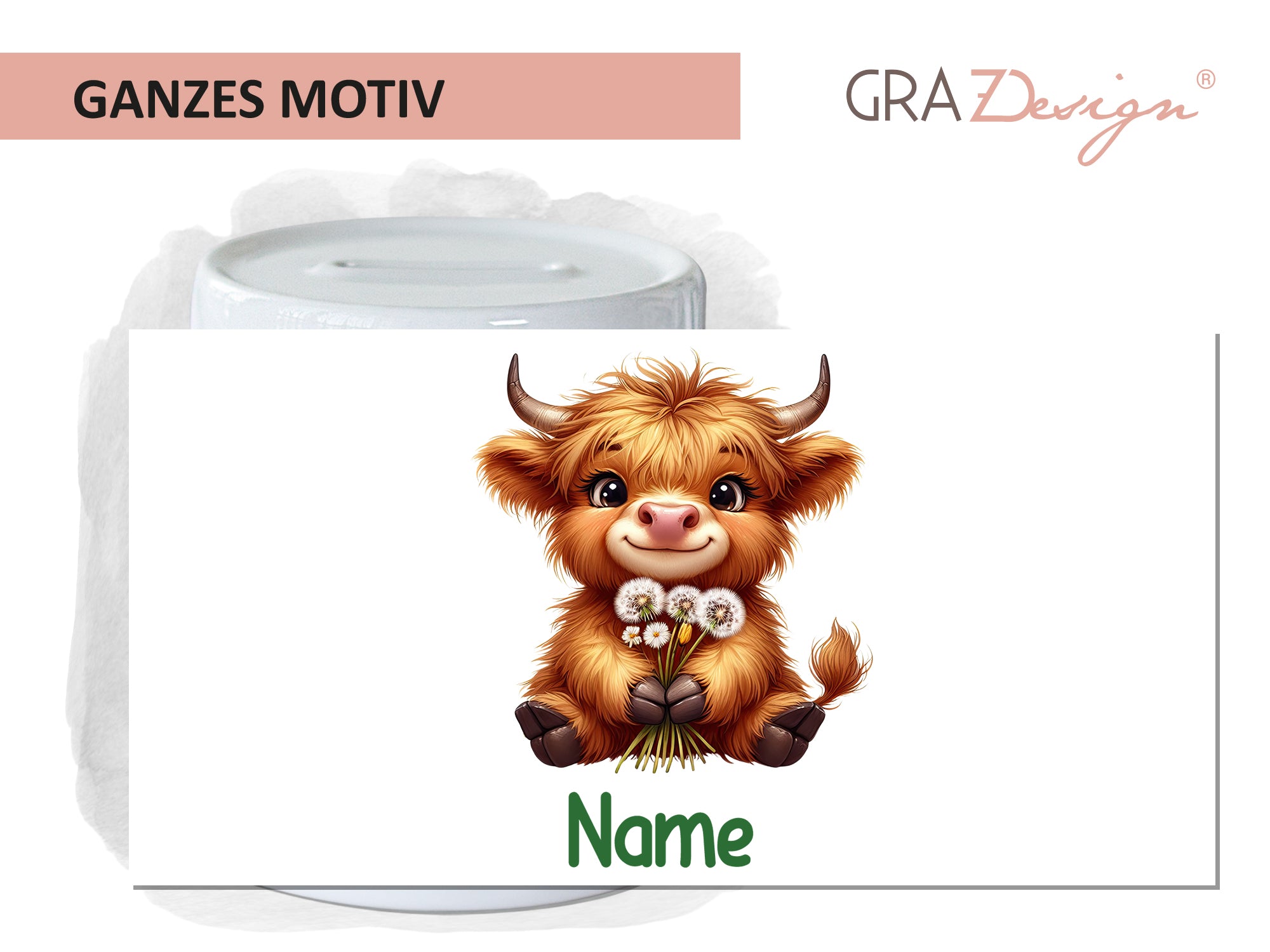 Spardose mit süßem Highland-Rind