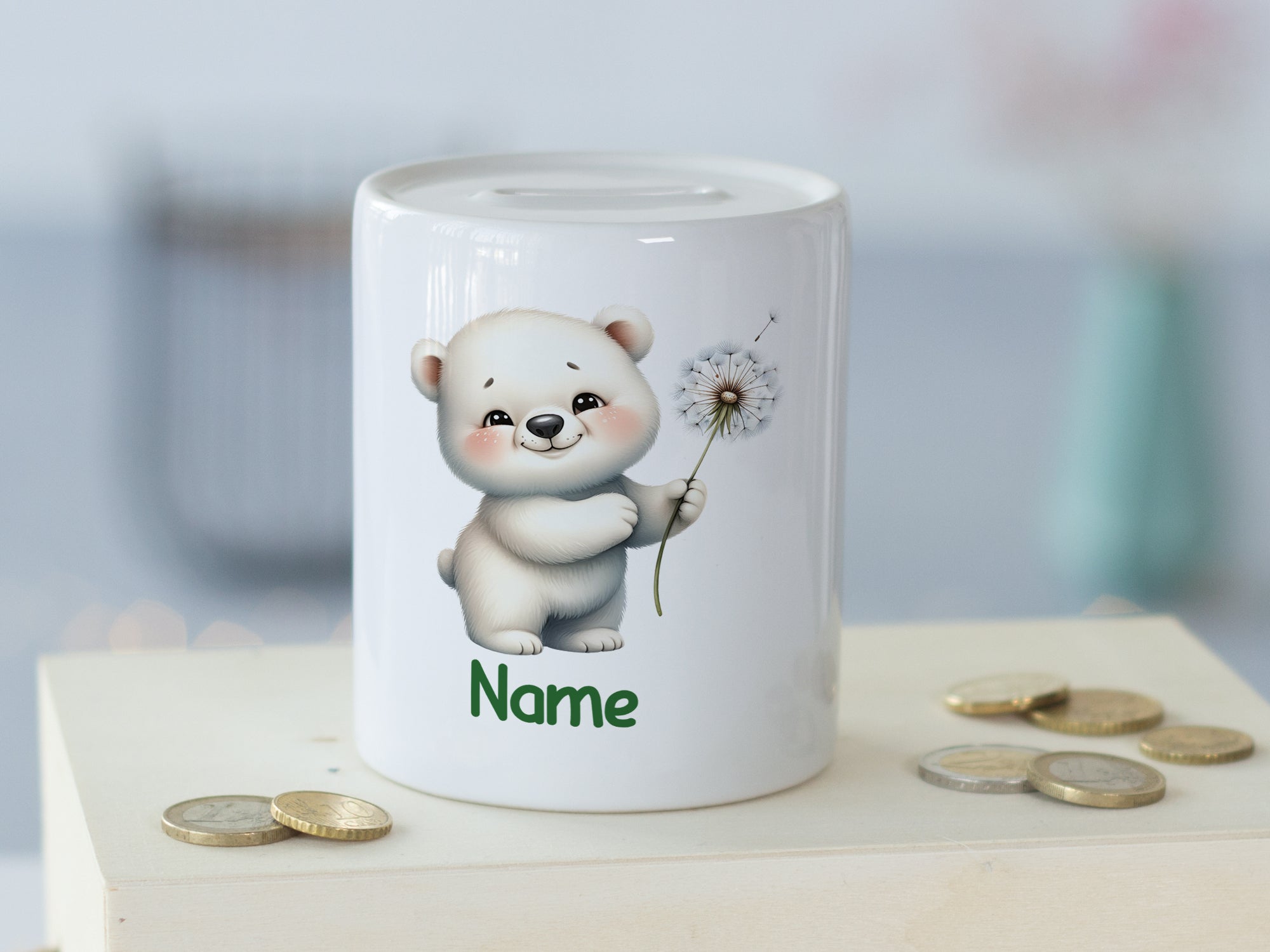 Spardose mit süßem Bärenmotiv