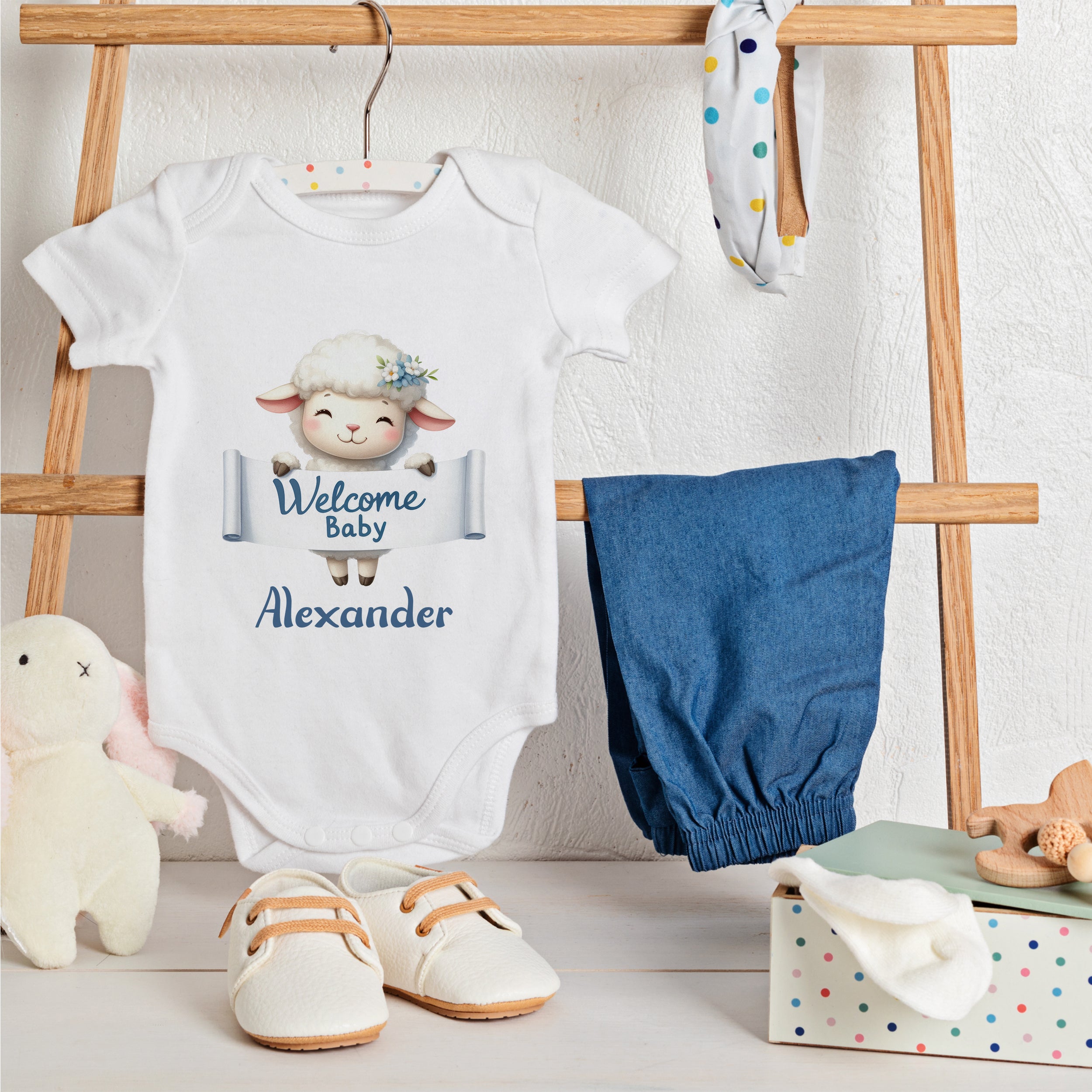 Babybody Schaf - Willkommen in der Welt, kleiner Alexander!