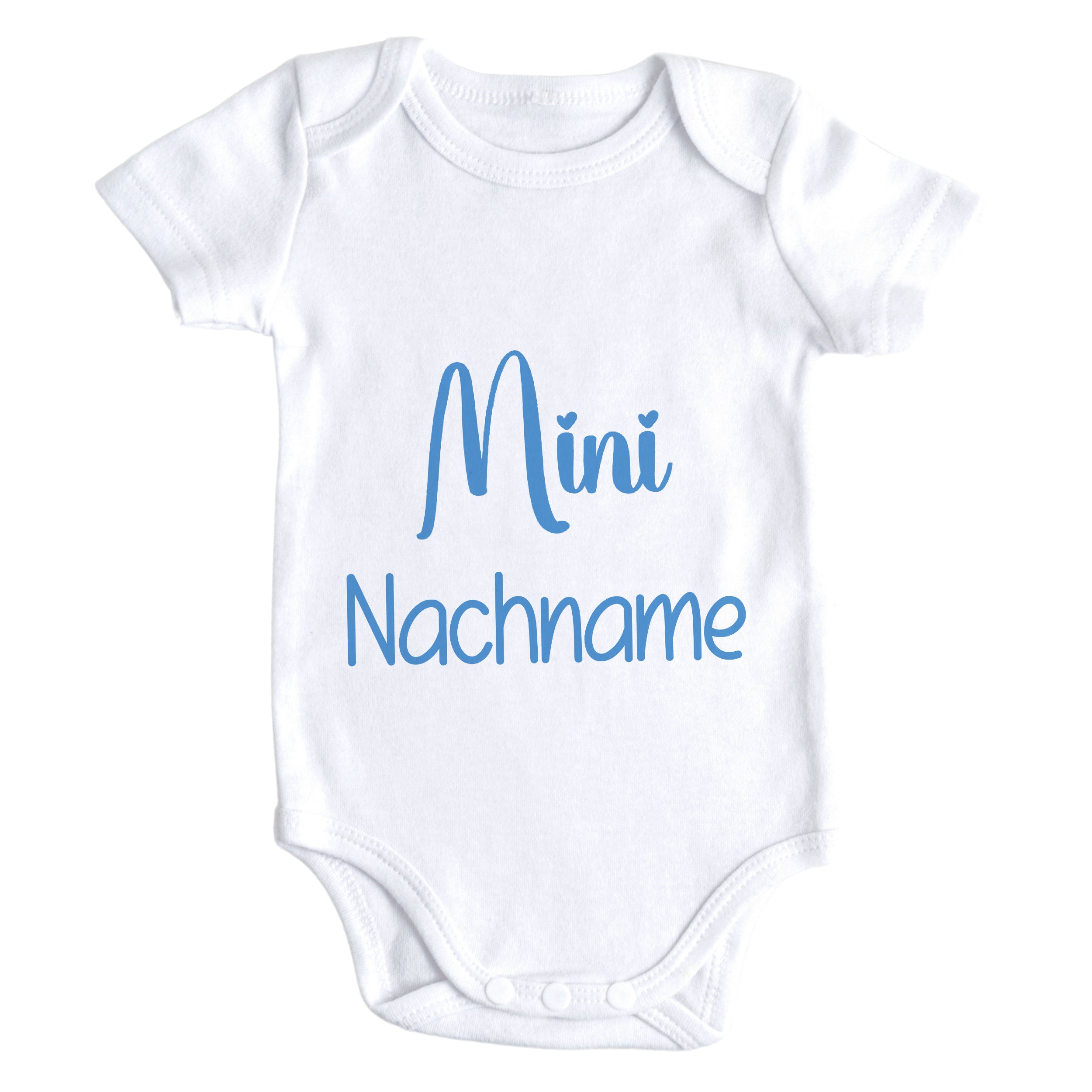 Babybody mit mini Nachname in blau
