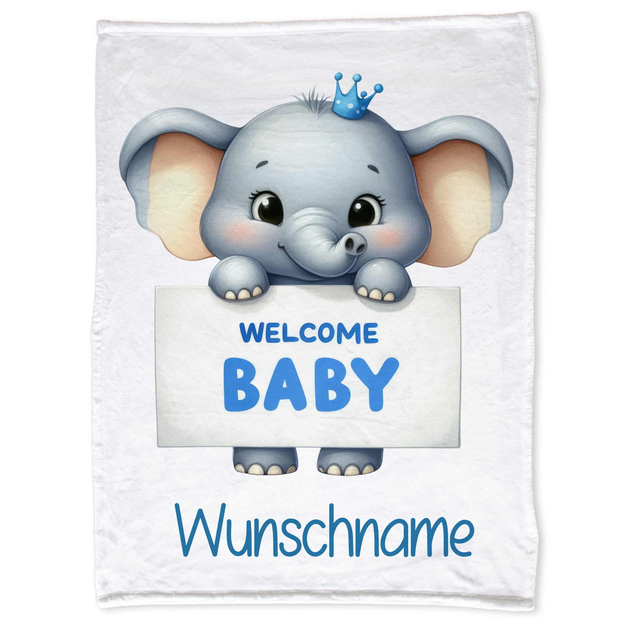 Babydecke mit Elefant in Blau
