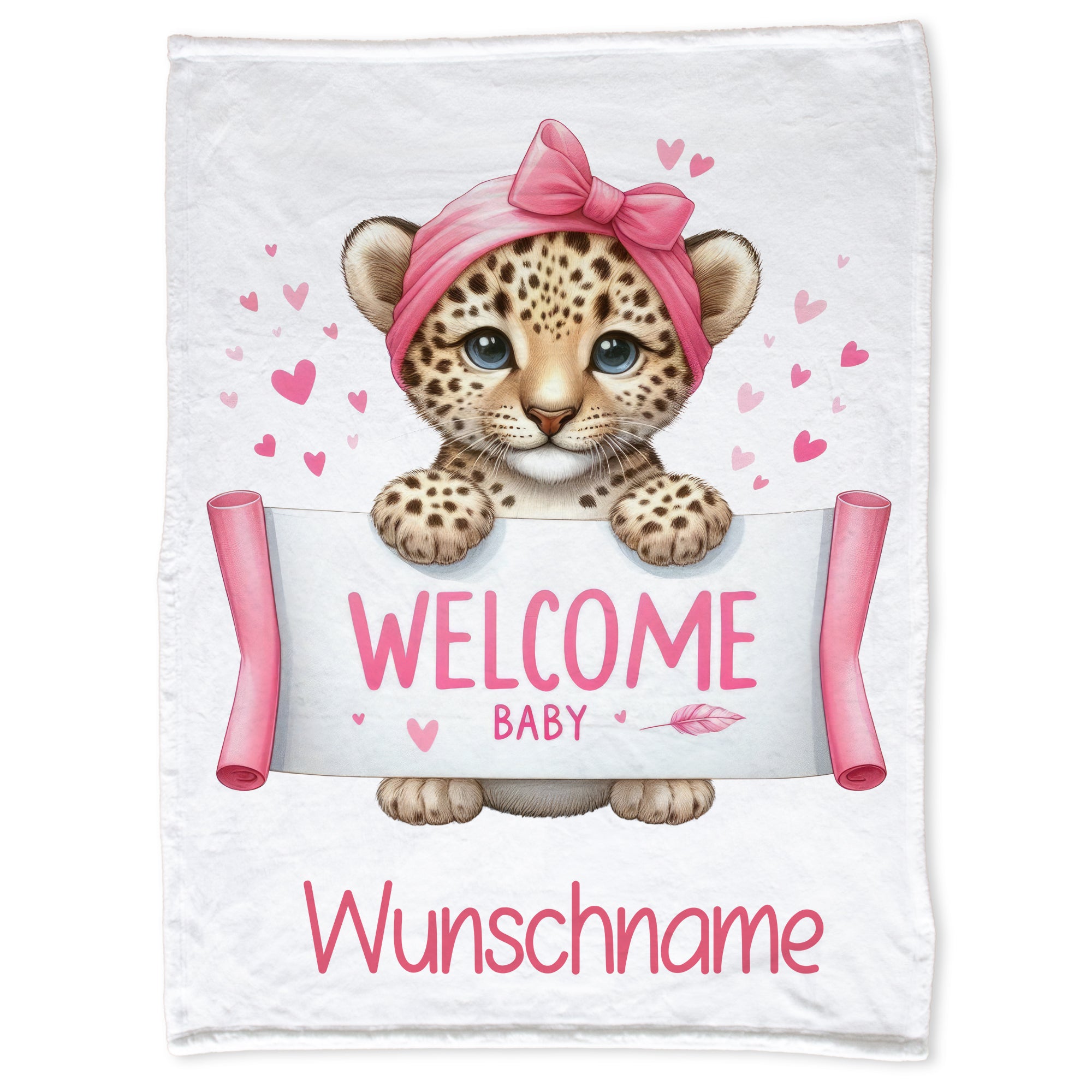 Babydecke mit Leoparden-Motiv in rosa