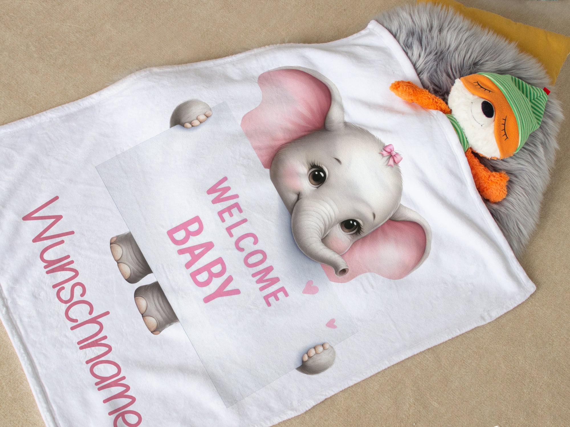 Babydecke Elefant in rosa