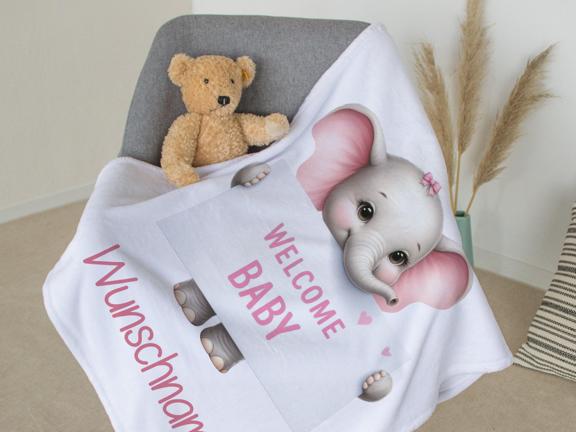 Babydecke Elefant in rosa
